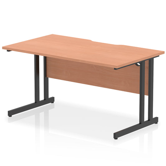 Impulse Scalloped Edge 1400mm Straight Desk – Multiple Wood & Frame Colours, Cantilever Leg, Durable MFC, Self-Assembly, 10 Year Warranty – Office Computer Workstation
