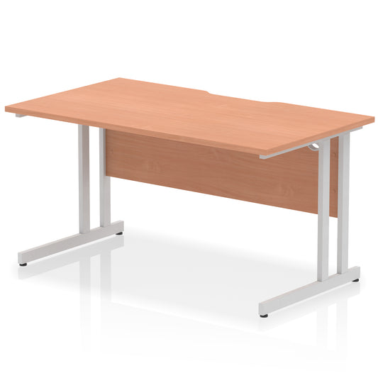 Impulse Scalloped Edge 1400mm Straight Desk – Multiple Wood & Frame Colours, Cantilever Leg, Durable MFC, Self-Assembly, 10 Year Warranty – Office Computer Workstation