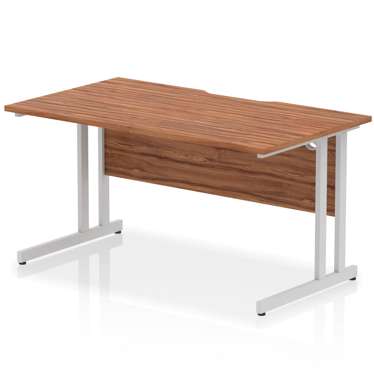 Impulse Scalloped Edge 1400mm Straight Desk – Multiple Wood & Frame Colours, Cantilever Leg, Durable MFC, Self-Assembly, 10 Year Warranty – Office Computer Workstation