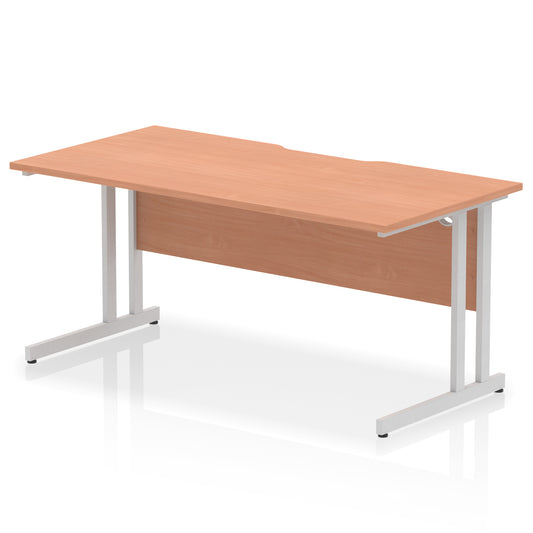 Impulse 1600mm Scalloped Edge Straight Office Desk – Cantilever Leg, Multiple Top & Leg Colours, MFC, Self Assembly, 10 Year Warranty