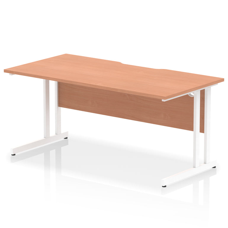 Impulse 1600mm Scalloped Edge Straight Office Desk – Cantilever Leg, Multiple Top & Leg Colours, MFC, Self Assembly, 10 Year Warranty