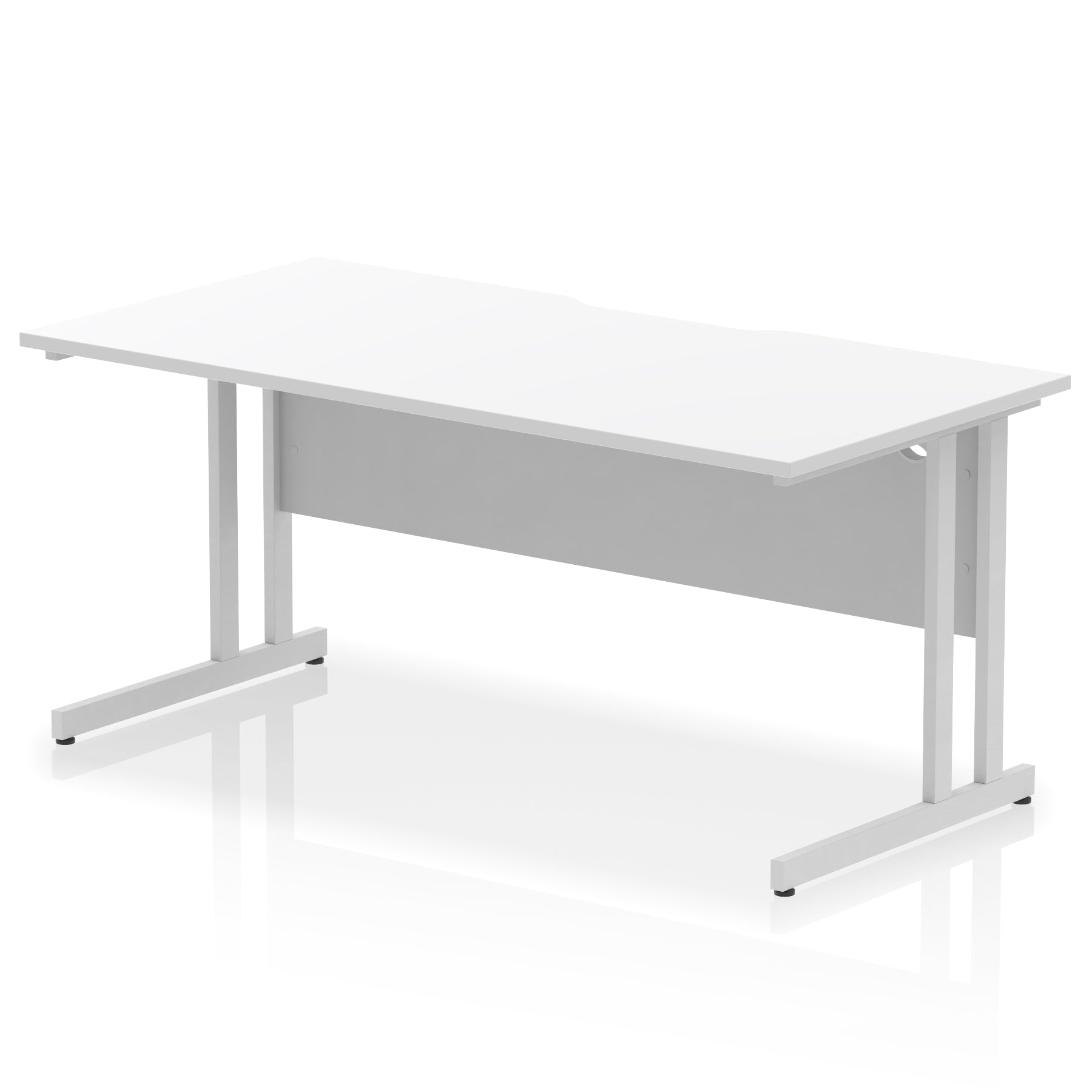 Impulse 1600mm Scalloped Edge Straight Office Desk – Cantilever Leg, Multiple Top & Leg Colours, MFC, Self Assembly, 10 Year Warranty