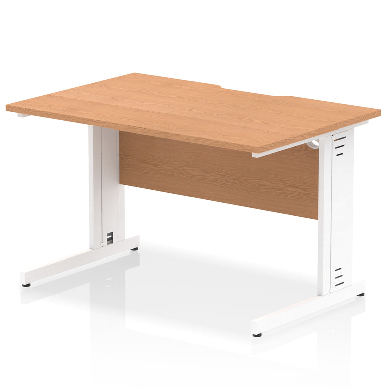 Impulse 1200mm Scalloped Edge Straight Office Desk with Cable Managed Legs, Multiple Desktop & Leg Colours, MFC, Self Assembly, 10 Year Warranty