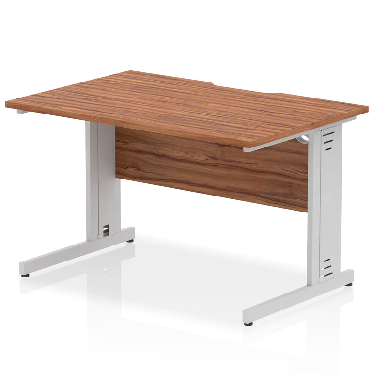 Impulse 1200mm Scalloped Edge Straight Office Desk with Cable Managed Legs, Multiple Desktop & Leg Colours, MFC, Self Assembly, 10 Year Warranty