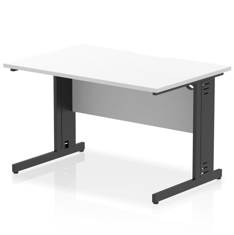 Impulse 1200mm Scalloped Edge Straight Office Desk with Cable Managed Legs, Multiple Desktop & Leg Colours, MFC, Self Assembly, 10 Year Warranty