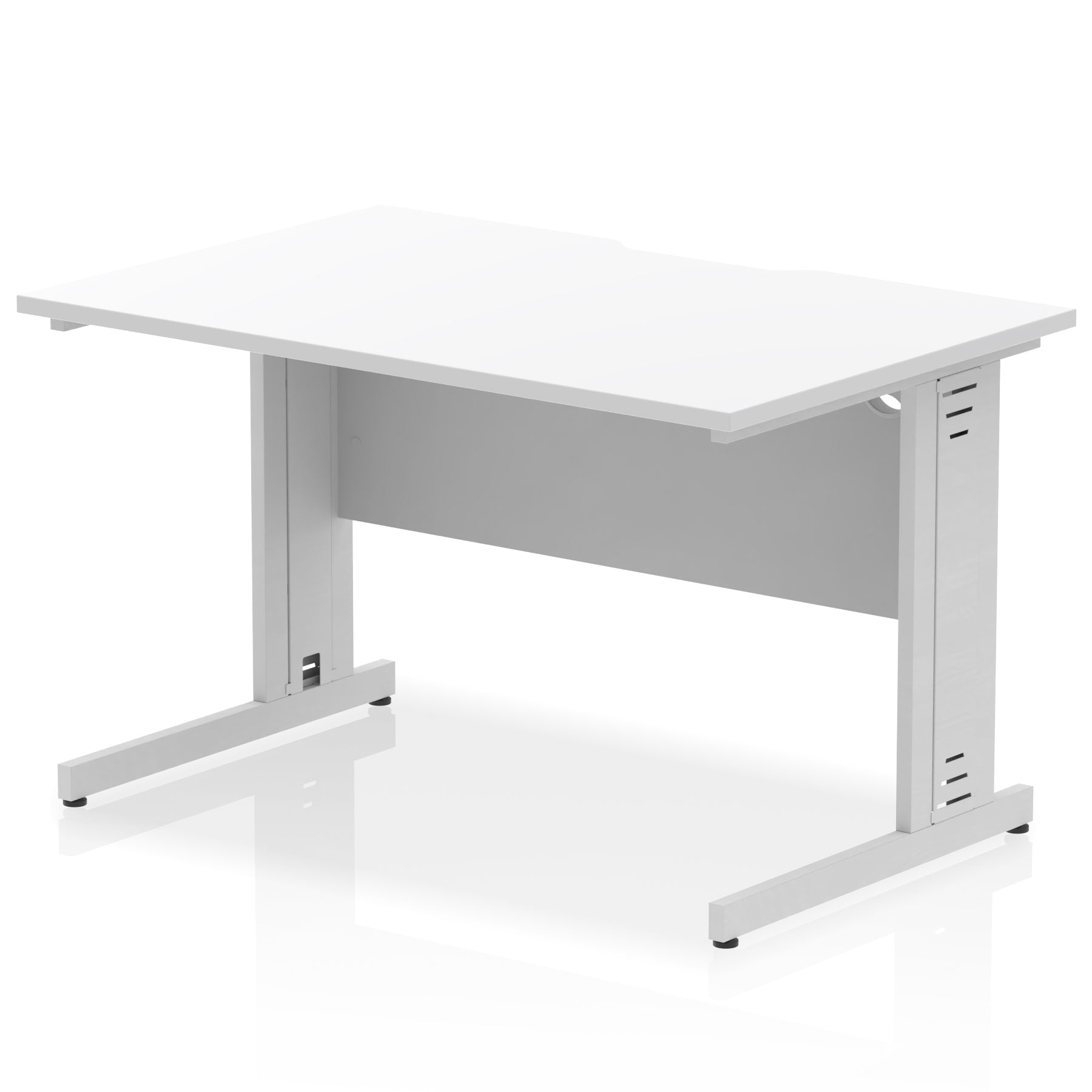 Impulse 1200mm Scalloped Edge Straight Office Desk with Cable Managed Legs, Multiple Desktop & Leg Colours, MFC, Self Assembly, 10 Year Warranty