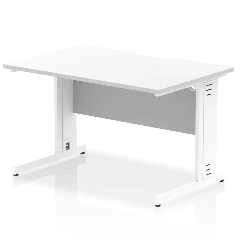 Impulse 1200mm Scalloped Edge Straight Office Desk with Cable Managed Legs, Multiple Desktop & Leg Colours, MFC, Self Assembly, 10 Year Warranty