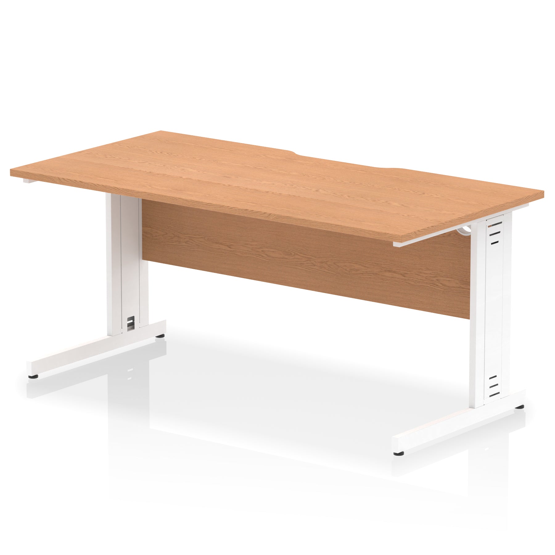 Impulse 1600mm Straight Desk with Scalloped Edge, Cable Managed Legs – Multiple Desktop & Frame Colours, MFC, Self-Assembly, 10 Year Warranty – Office Computer Workstation