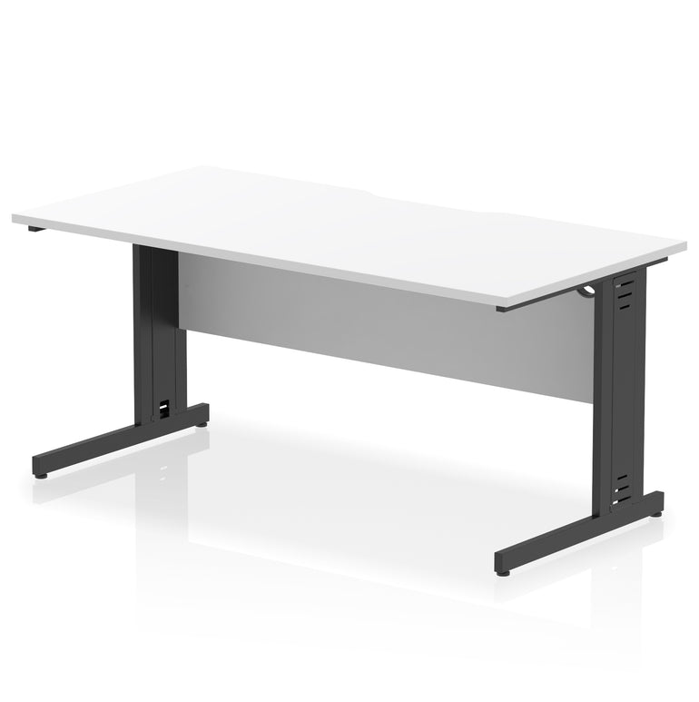 Impulse 1600mm Straight Desk with Scalloped Edge, Cable Managed Legs – Multiple Desktop & Frame Colours, MFC, Self-Assembly, 10 Year Warranty – Office Computer Workstation