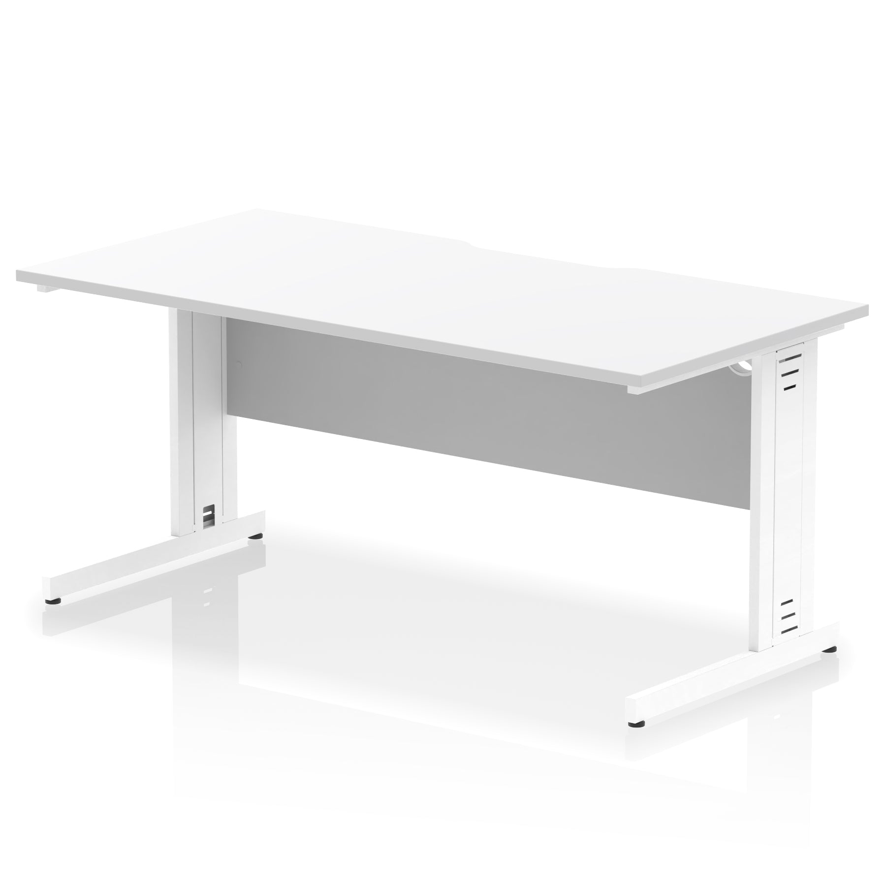 Impulse 1600mm Straight Desk with Scalloped Edge, Cable Managed Legs – Multiple Desktop & Frame Colours, MFC, Self-Assembly, 10 Year Warranty – Office Computer Workstation