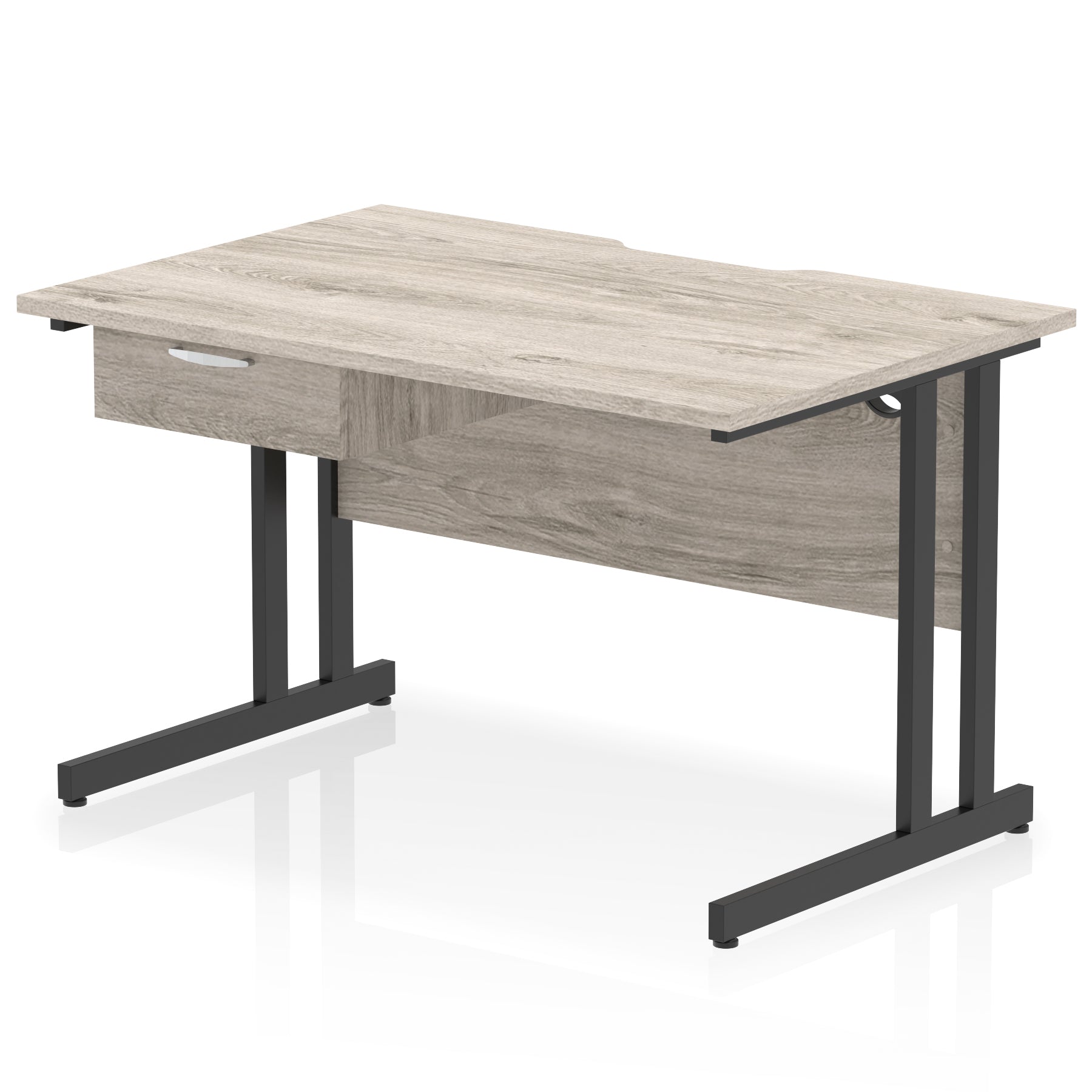 Impulse Scalloped Edge Cantilever Desk with Single Drawer Pedestal, 1200–1600mm, Multiple Top & Frame Colours, Durable MFC, Self-Assembly, 10 Year Warranty