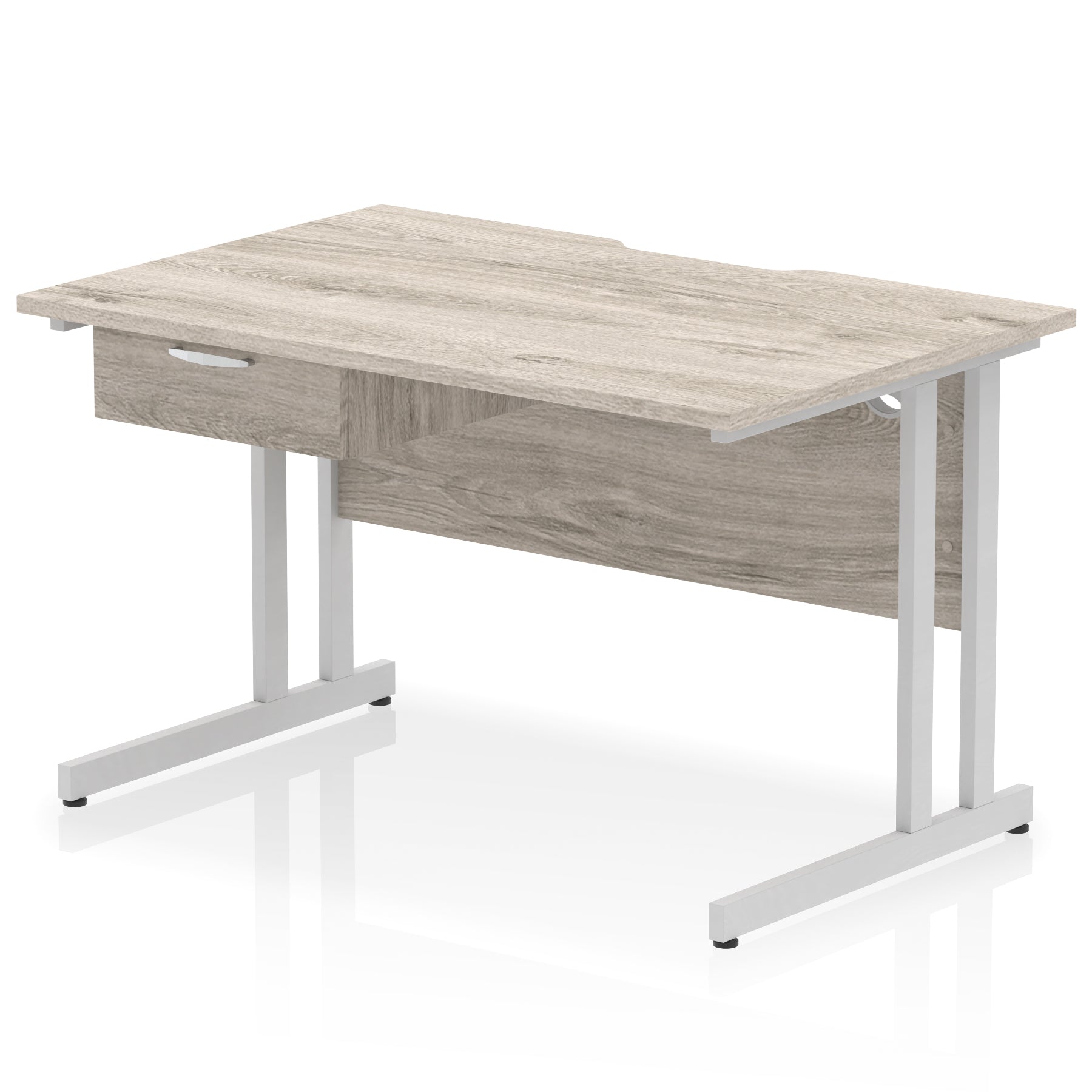Impulse Scalloped Edge Cantilever Desk with Single Drawer Pedestal, 1200–1600mm, Multiple Top & Frame Colours, Durable MFC, Self-Assembly, 10 Year Warranty