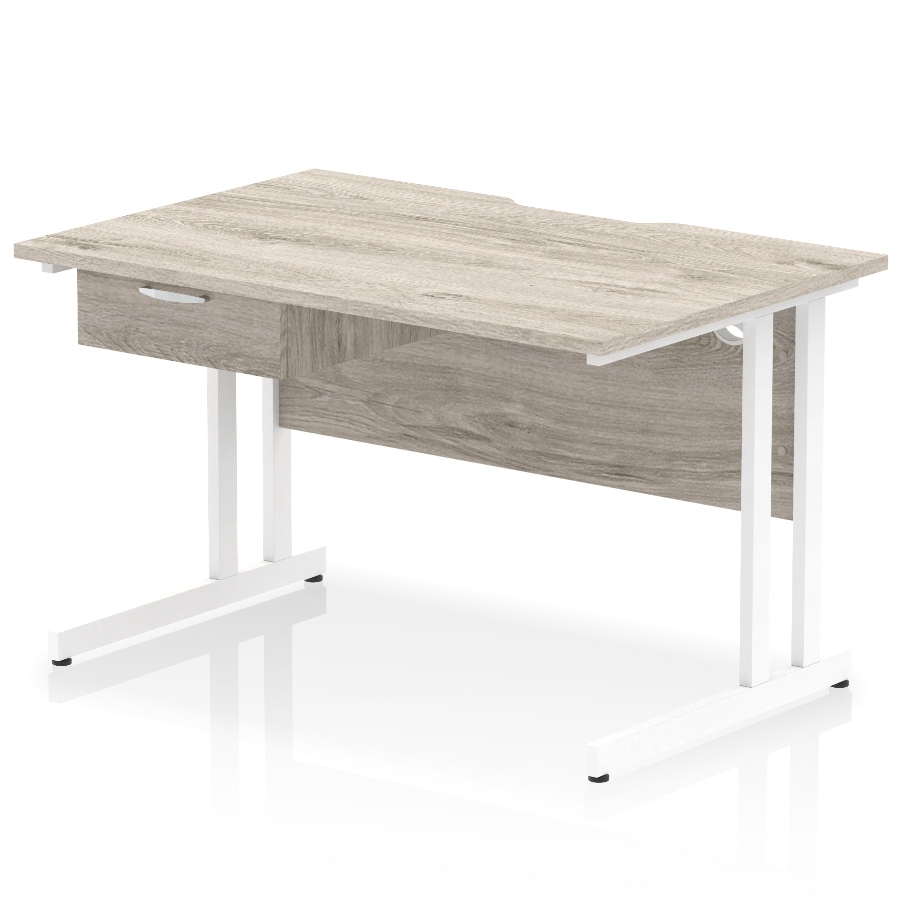 Impulse Scalloped Edge Cantilever Desk with Single Drawer Pedestal, 1200–1600mm, Multiple Top & Frame Colours, Durable MFC, Self-Assembly, 10 Year Warranty