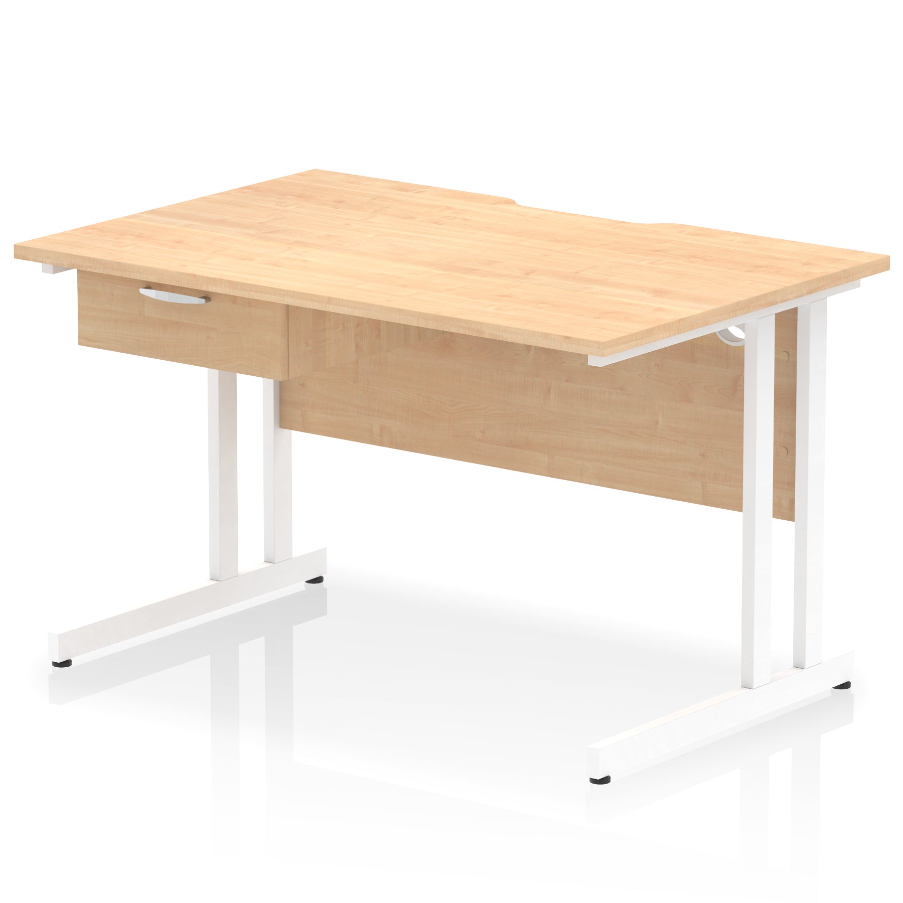 Impulse Scalloped Edge Cantilever Desk with Single Drawer Pedestal, 1200–1600mm, Multiple Top & Frame Colours, Durable MFC, Self-Assembly, 10 Year Warranty