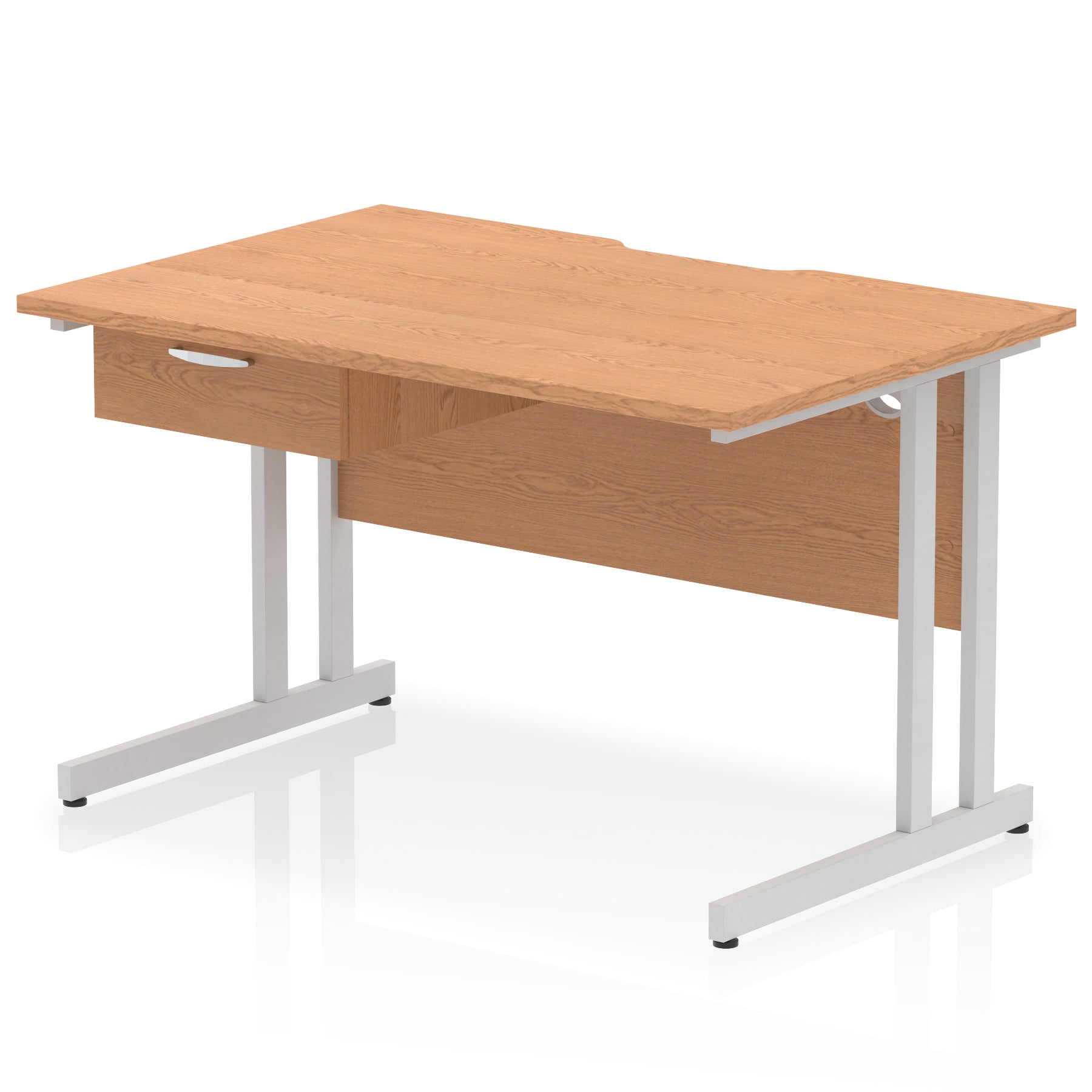 Impulse Scalloped Edge Cantilever Desk with Single Drawer Pedestal, 1200–1600mm, Multiple Top & Frame Colours, Durable MFC, Self-Assembly, 10 Year Warranty