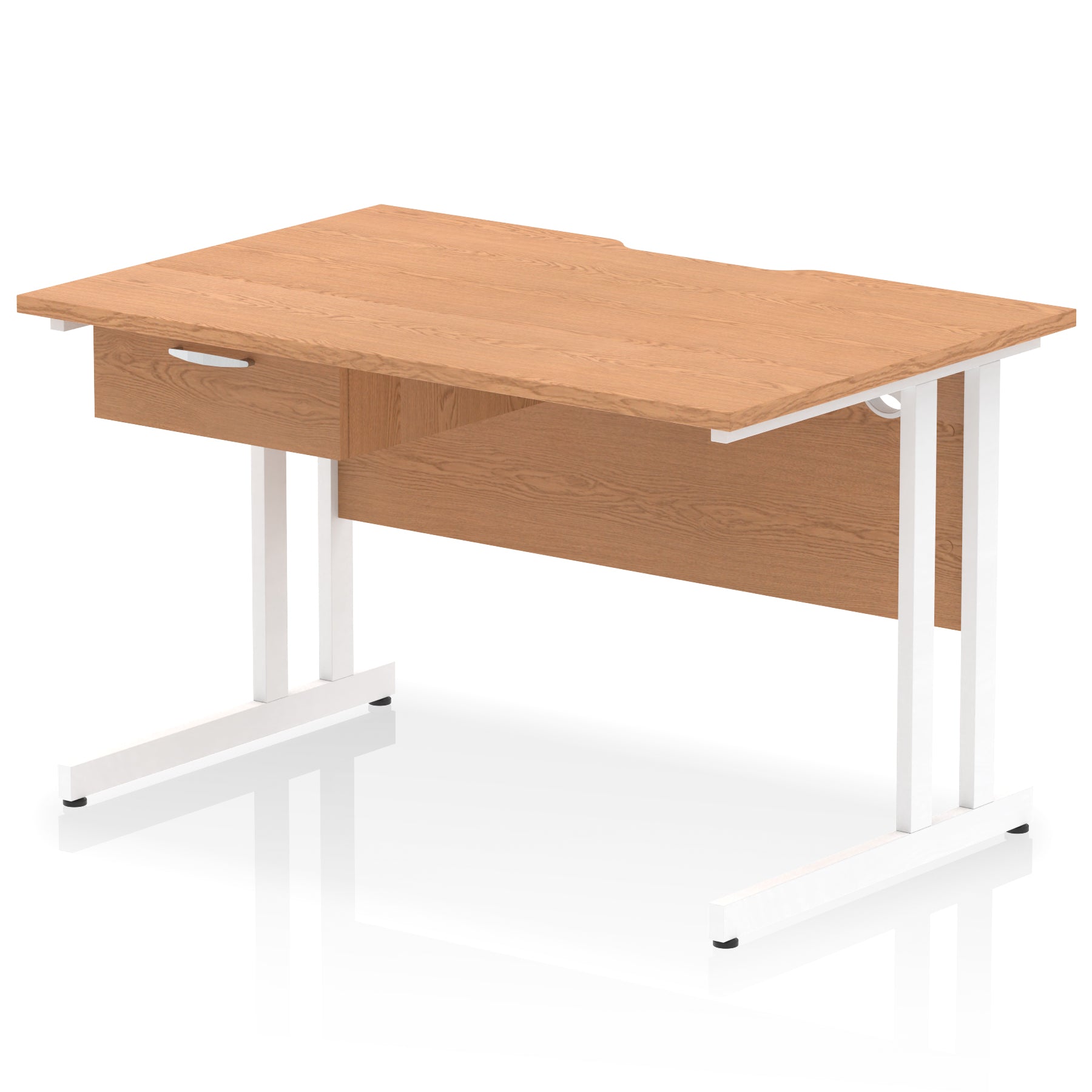 Impulse Scalloped Edge Cantilever Desk with Single Drawer Pedestal, 1200–1600mm, Multiple Top & Frame Colours, Durable MFC, Self-Assembly, 10 Year Warranty