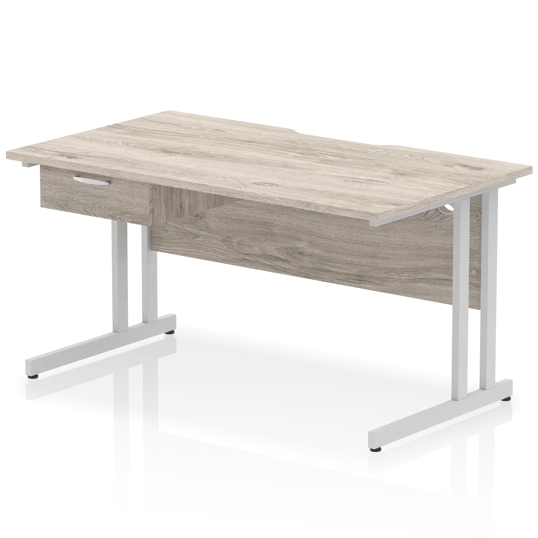 Impulse Scalloped Edge Cantilever Desk with Single Drawer Pedestal, 1200–1600mm, Multiple Top & Frame Colours, Durable MFC, Self-Assembly, 10 Year Warranty