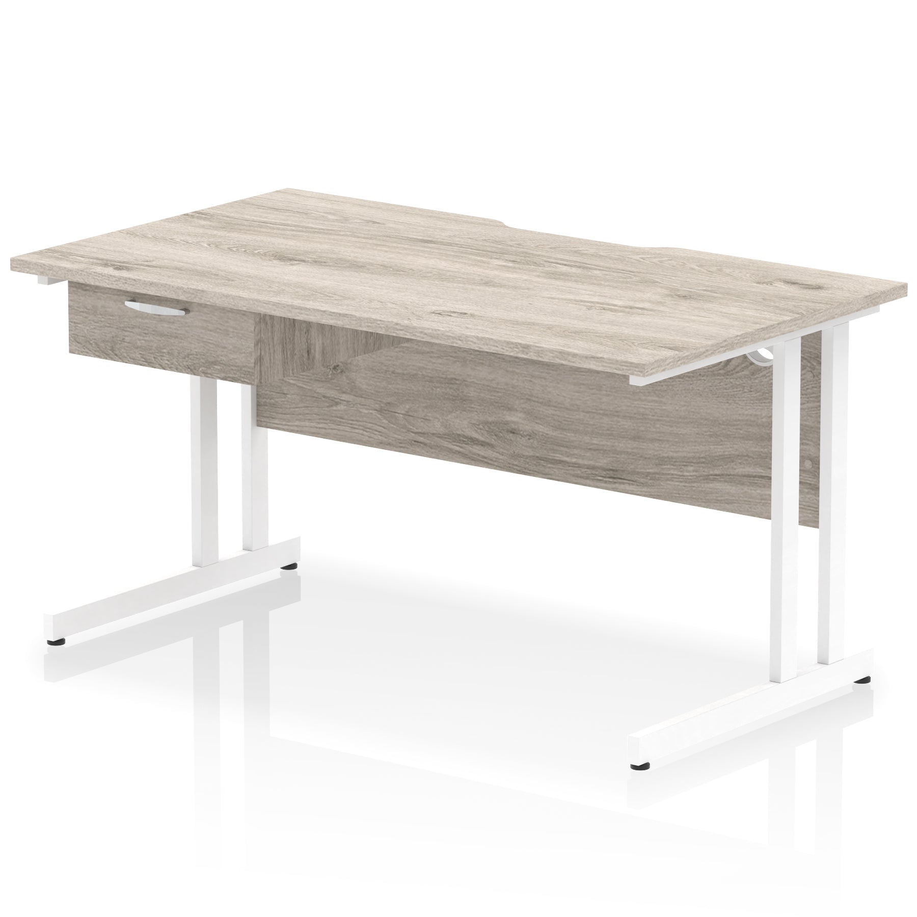 Impulse Scalloped Edge Cantilever Desk with Single Drawer Pedestal, 1200–1600mm, Multiple Top & Frame Colours, Durable MFC, Self-Assembly, 10 Year Warranty
