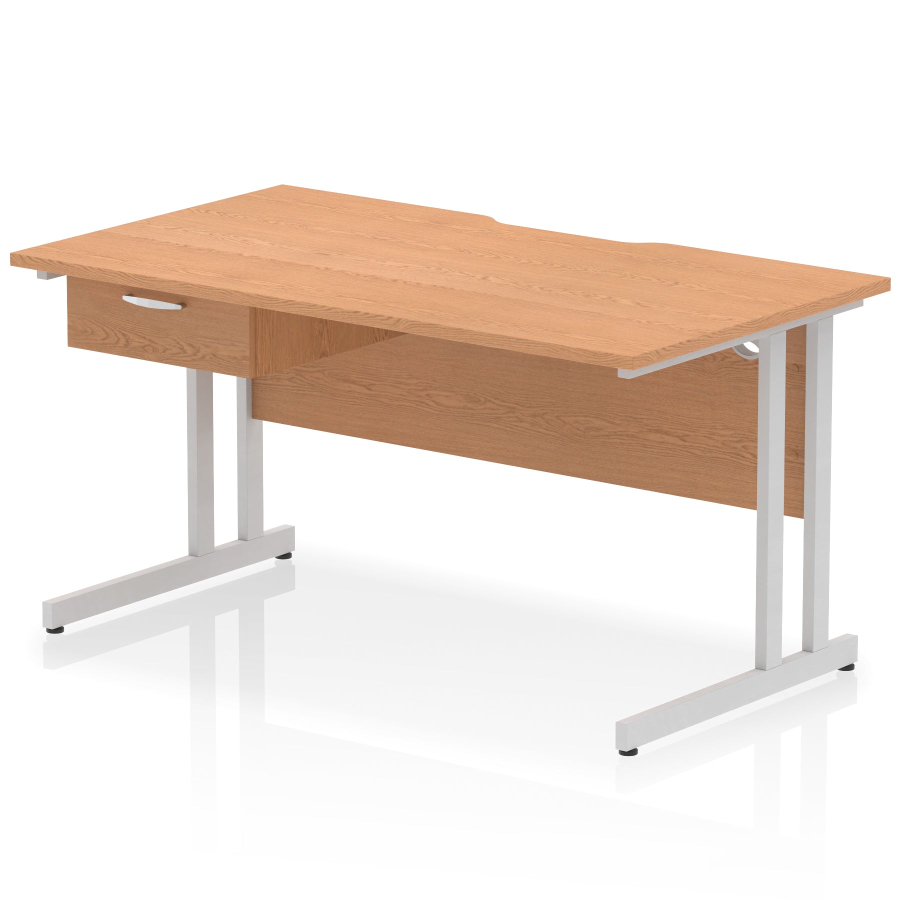 Impulse Scalloped Edge Cantilever Desk with Single Drawer Pedestal, 1200–1600mm, Multiple Top & Frame Colours, Durable MFC, Self-Assembly, 10 Year Warranty