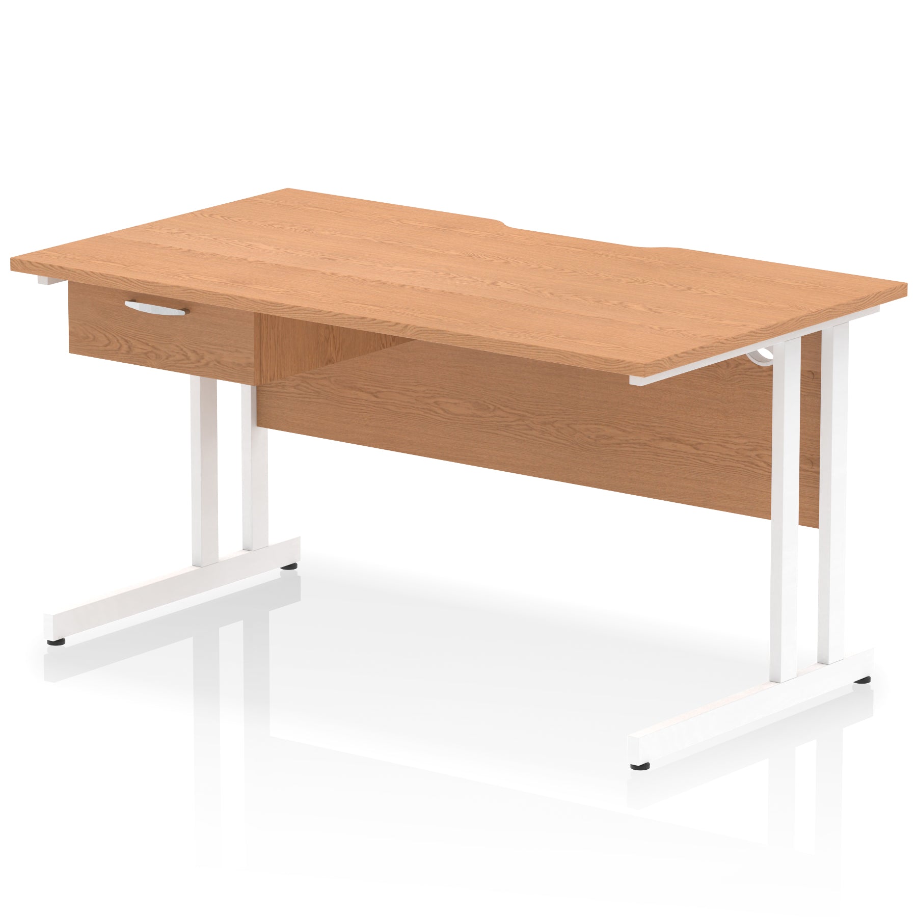 Impulse Scalloped Edge Cantilever Desk with Single Drawer Pedestal, 1200–1600mm, Multiple Top & Frame Colours, Durable MFC, Self-Assembly, 10 Year Warranty