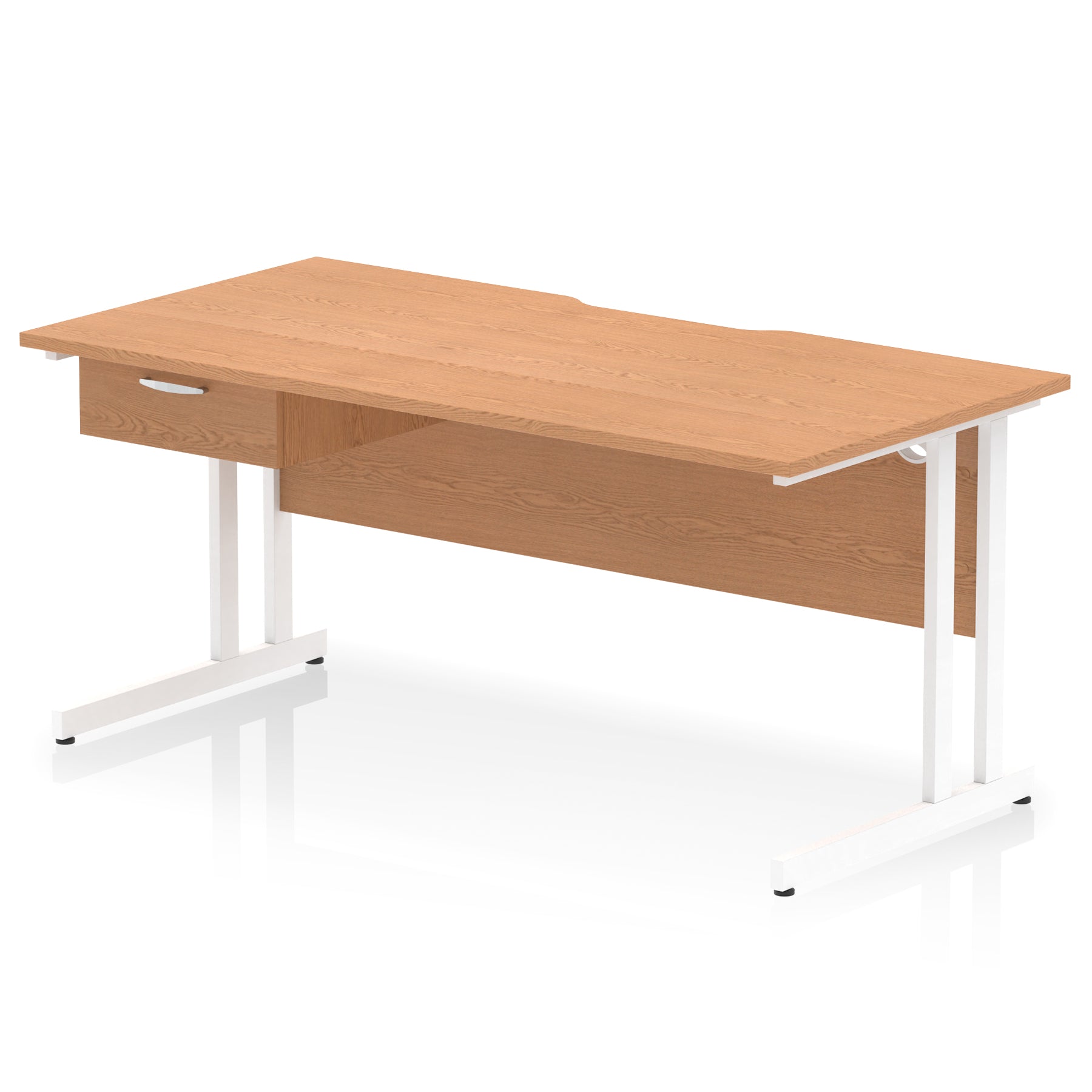 Impulse Scalloped Edge Cantilever Desk with Single Drawer Pedestal, 1200–1600mm, Multiple Top & Frame Colours, Durable MFC, Self-Assembly, 10 Year Warranty