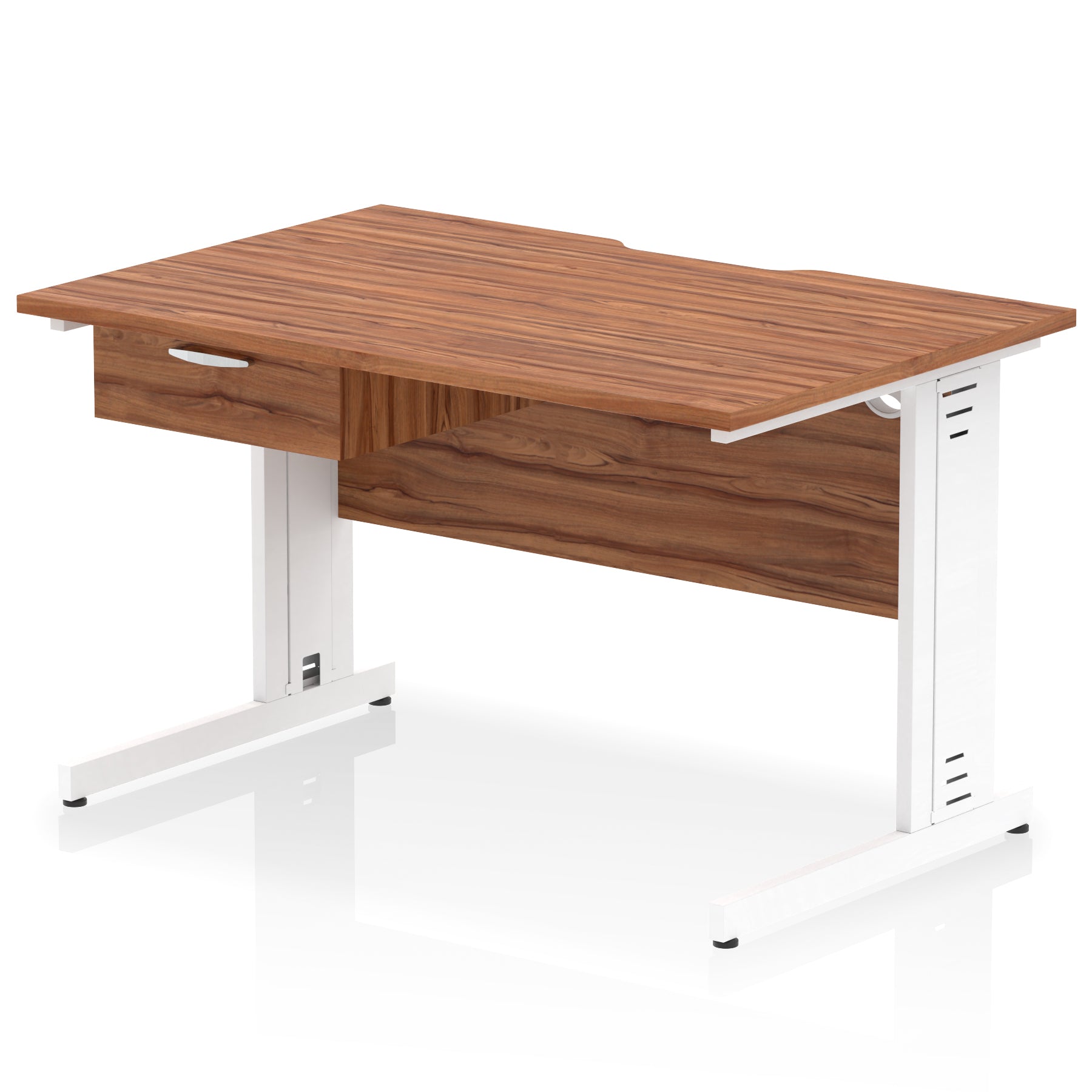Impulse Scalloped Edge Cable Managed Straight Desk with 1 Drawer Pedestal, 1200-1600mm, Multiple Colours & Frame Options, MFC, 10 Year Warranty, Self-Assembly
