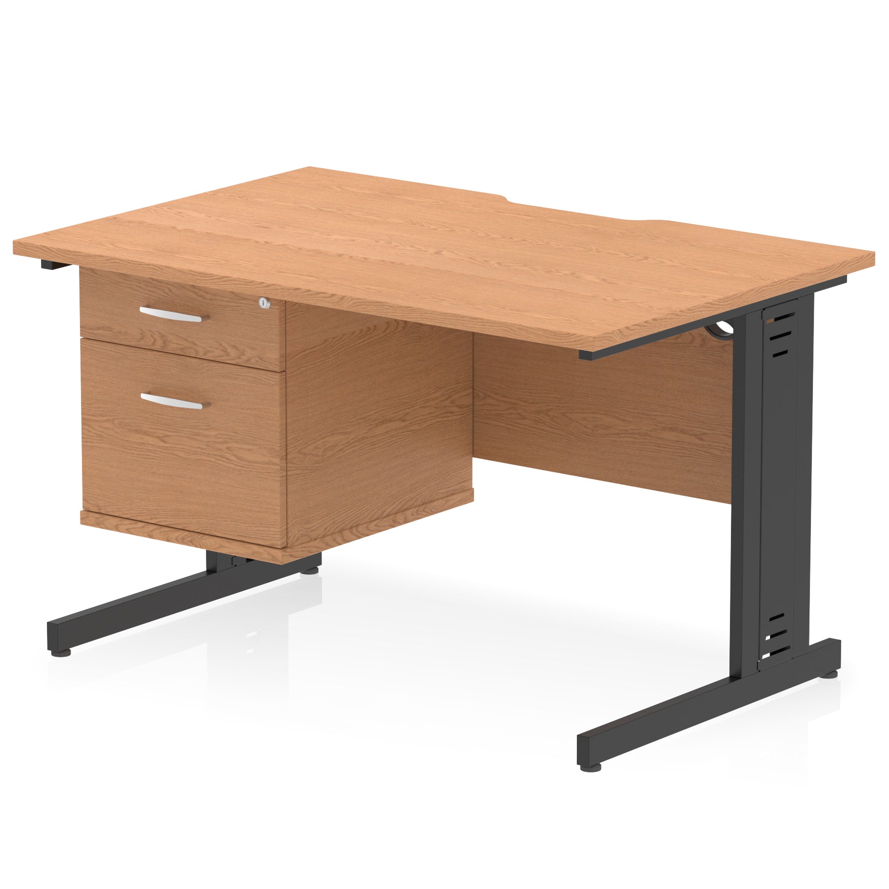 Impulse 1200mm Cable Managed Straight Desk with Single Fixed Pedestal, 2 or 3 Drawers, Multiple Top & Leg Colours, MFC, Self-Assembly, 10 Year Warranty