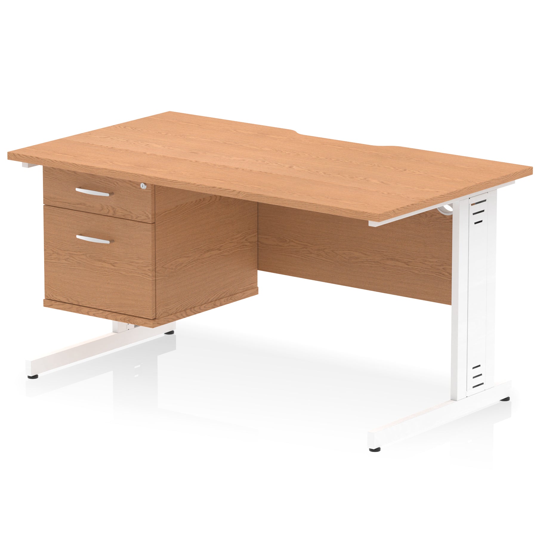 Impulse 1400mm Cable Managed Straight Office Desk with Single Fixed 2 or 3 Drawer Pedestal, Multiple Top & Leg Colours, Durable MFC, Self Assembly, 10 Year Warranty