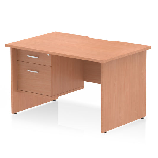 Impulse 1200mm Scalloped Edge Office Desk with Fixed 2 or 3 Drawer Pedestal – Multiple Finishes & Leg Colours – MFC – Self-Assembly – 10 Year Warranty