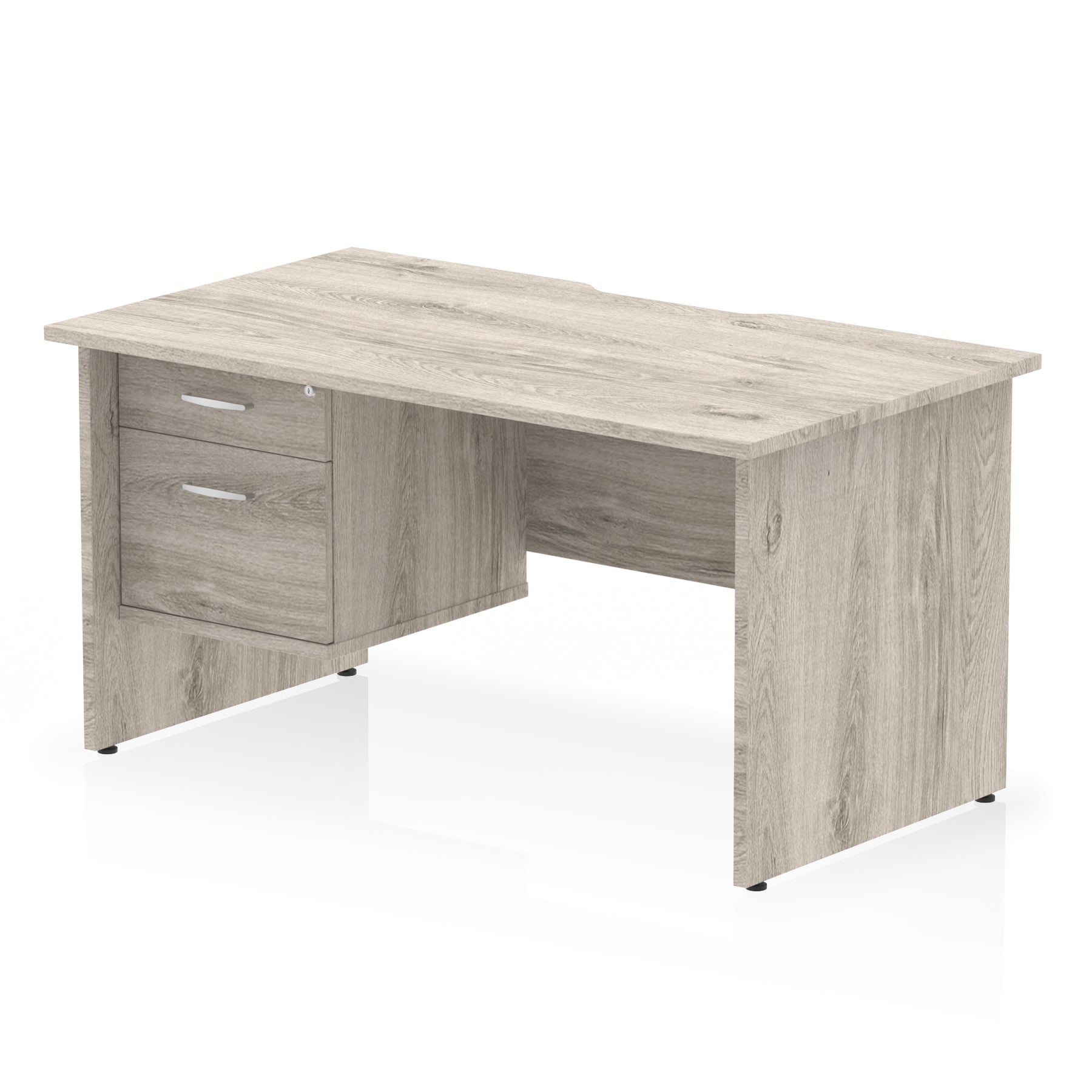 Impulse Scalloped Edge 1400mm Straight Office Desk with Single 2 or 3 Drawer Pedestal, Multiple Finishes & Leg Colours, MFC, Self-Assembly, 10 Year Warranty