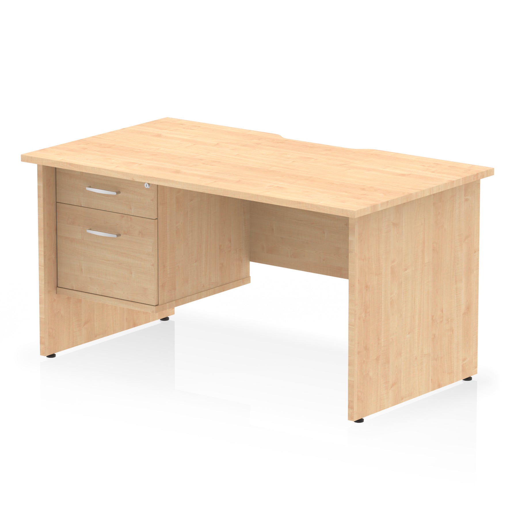 Impulse Scalloped Edge 1400mm Straight Office Desk with Single 2 or 3 Drawer Pedestal, Multiple Finishes & Leg Colours, MFC, Self-Assembly, 10 Year Warranty
