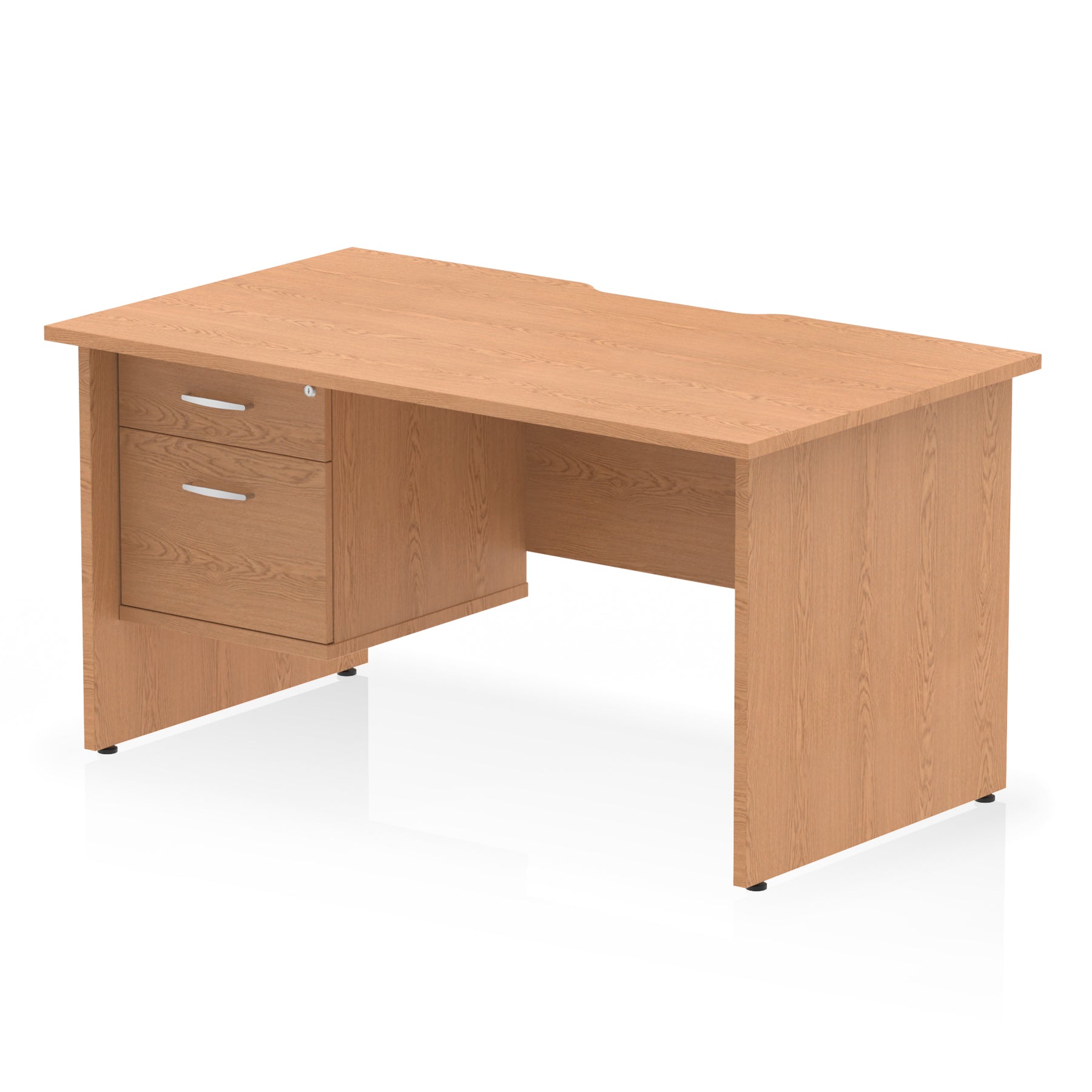 Impulse Scalloped Edge 1400mm Straight Office Desk with Single 2 or 3 Drawer Pedestal, Multiple Finishes & Leg Colours, MFC, Self-Assembly, 10 Year Warranty