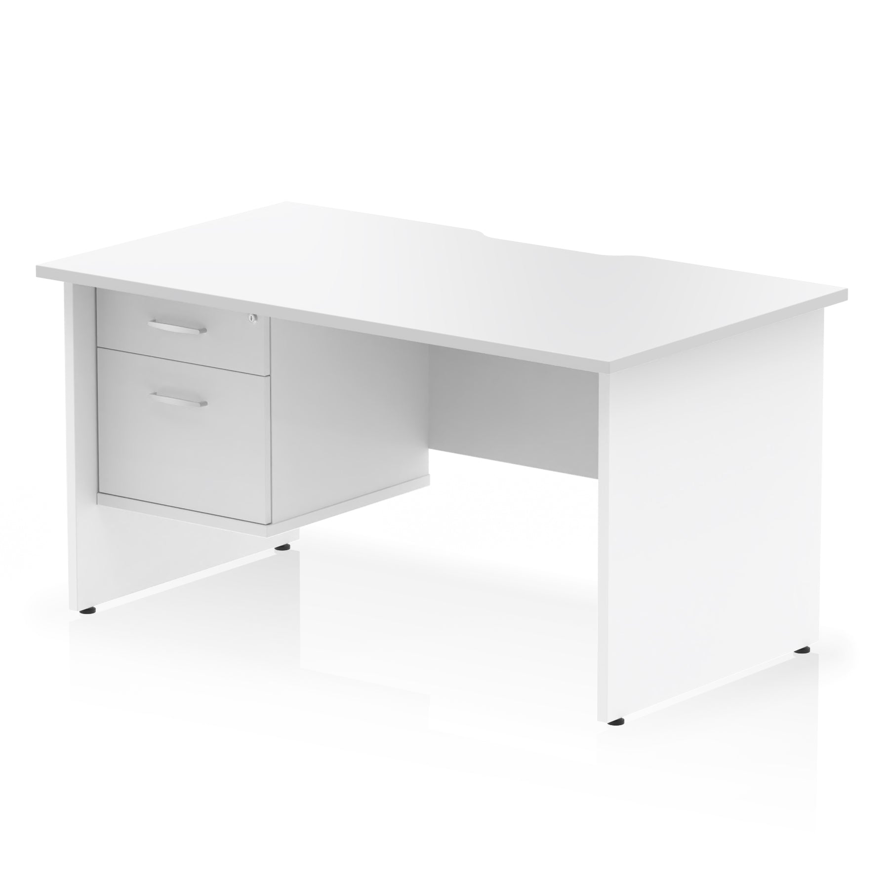 Impulse Scalloped Edge 1400mm Straight Office Desk with Single 2 or 3 Drawer Pedestal, Multiple Finishes & Leg Colours, MFC, Self-Assembly, 10 Year Warranty