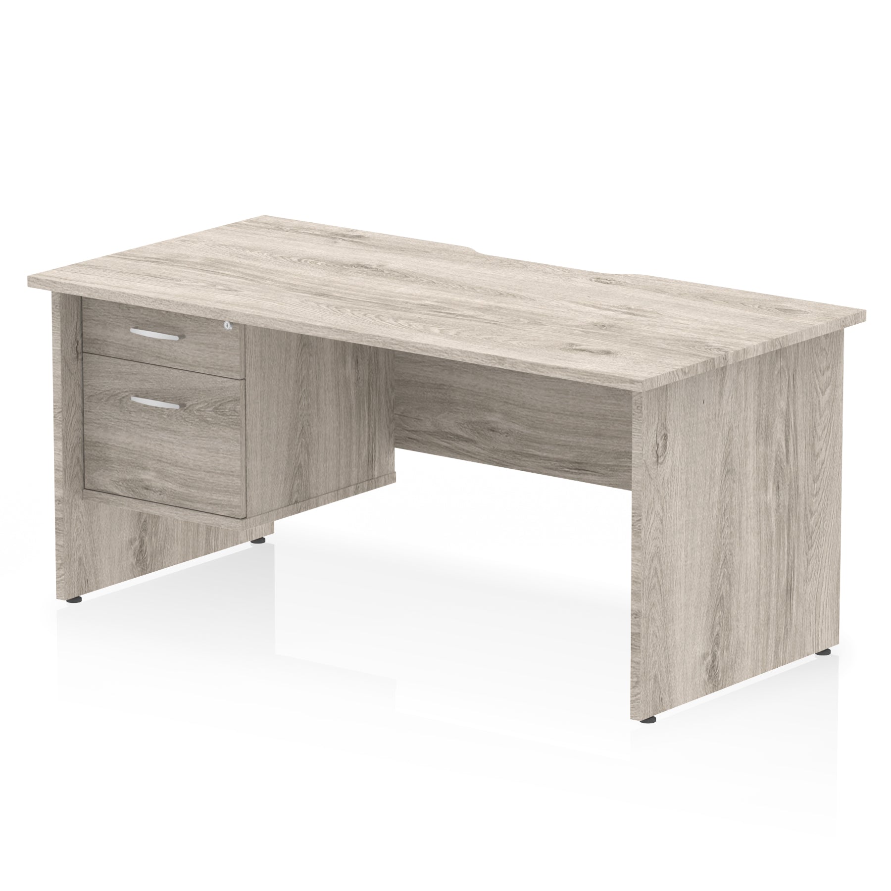 Impulse 1600mm Straight Office Desk with Scalloped Edge, Single Fixed Pedestal (2 or 3 Drawer), Multiple Colours, Durable MFC, 10 Year Warranty