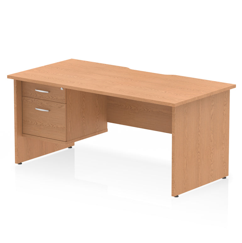 Impulse 1600mm Straight Office Desk with Scalloped Edge, Single Fixed Pedestal (2 or 3 Drawer), Multiple Colours, Durable MFC, 10 Year Warranty