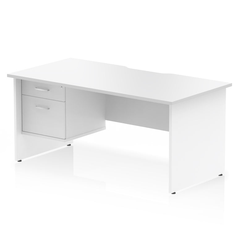 Impulse 1600mm Straight Office Desk with Scalloped Edge, Single Fixed Pedestal (2 or 3 Drawer), Multiple Colours, Durable MFC, 10 Year Warranty