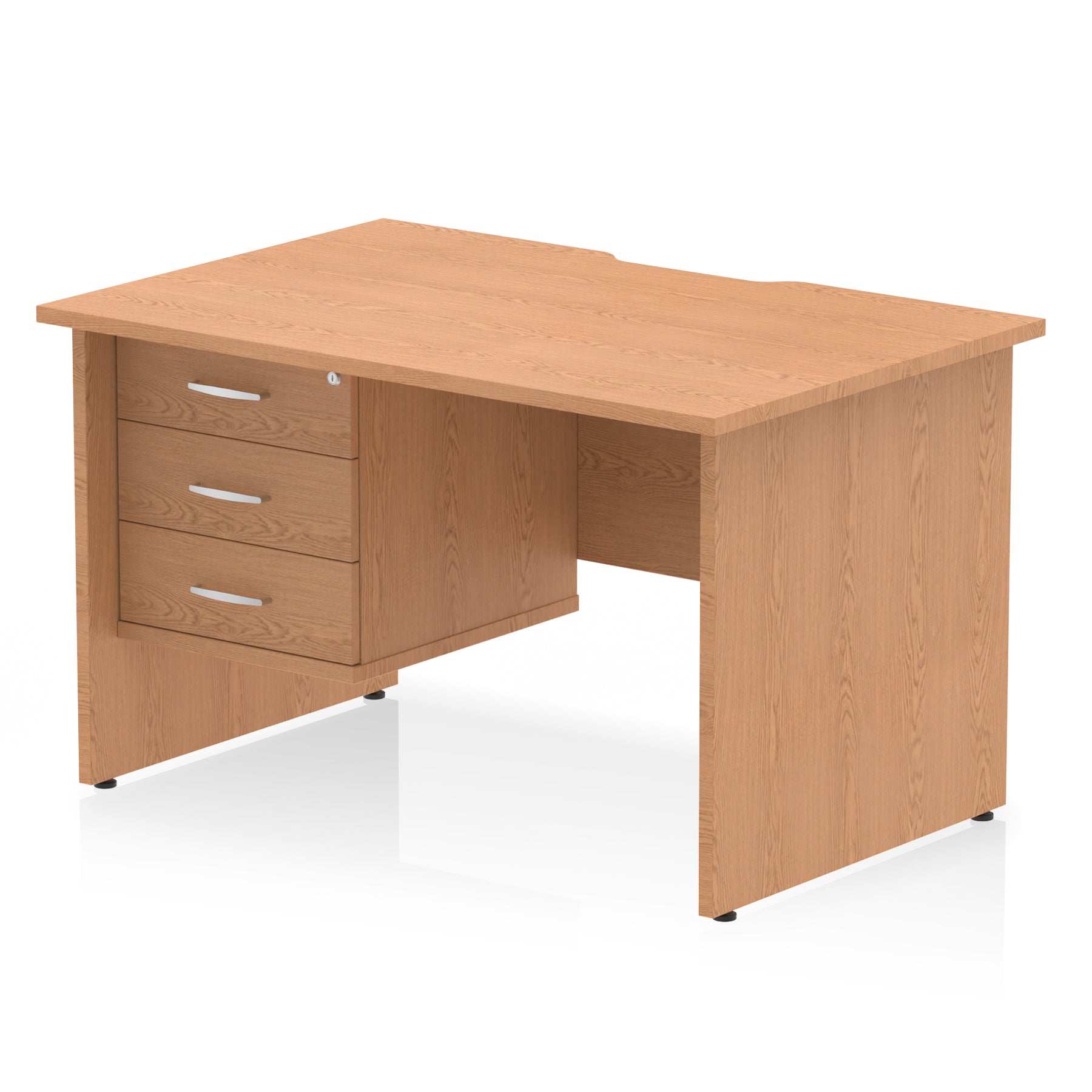 Impulse 1200mm Scalloped Edge Office Desk with Fixed 2 or 3 Drawer Pedestal – Multiple Finishes & Leg Colours – MFC – Self-Assembly – 10 Year Warranty