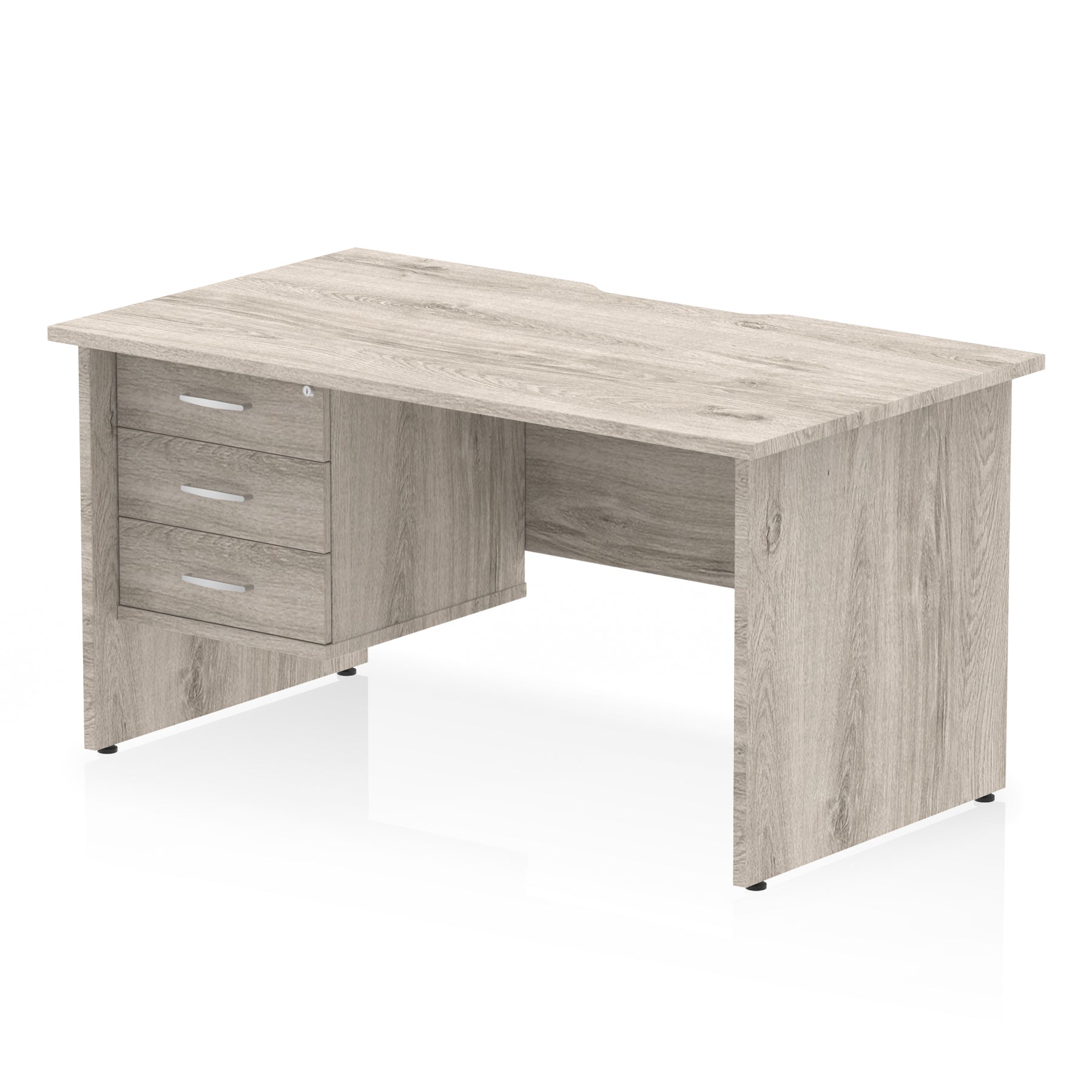Impulse Scalloped Edge 1400mm Straight Office Desk with Single 2 or 3 Drawer Pedestal, Multiple Finishes & Leg Colours, MFC, Self-Assembly, 10 Year Warranty
