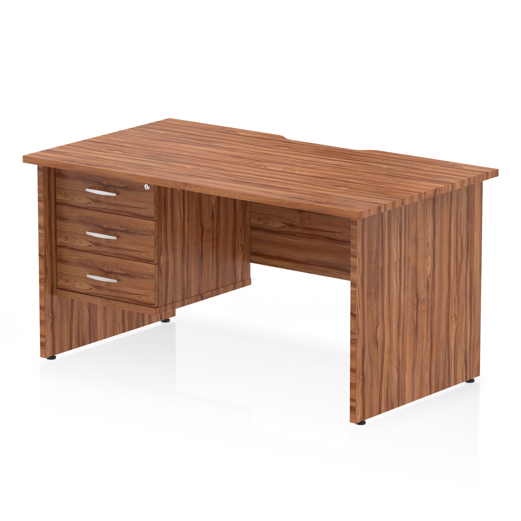 Impulse Scalloped Edge 1400mm Straight Office Desk with Single 2 or 3 Drawer Pedestal, Multiple Finishes & Leg Colours, MFC, Self-Assembly, 10 Year Warranty