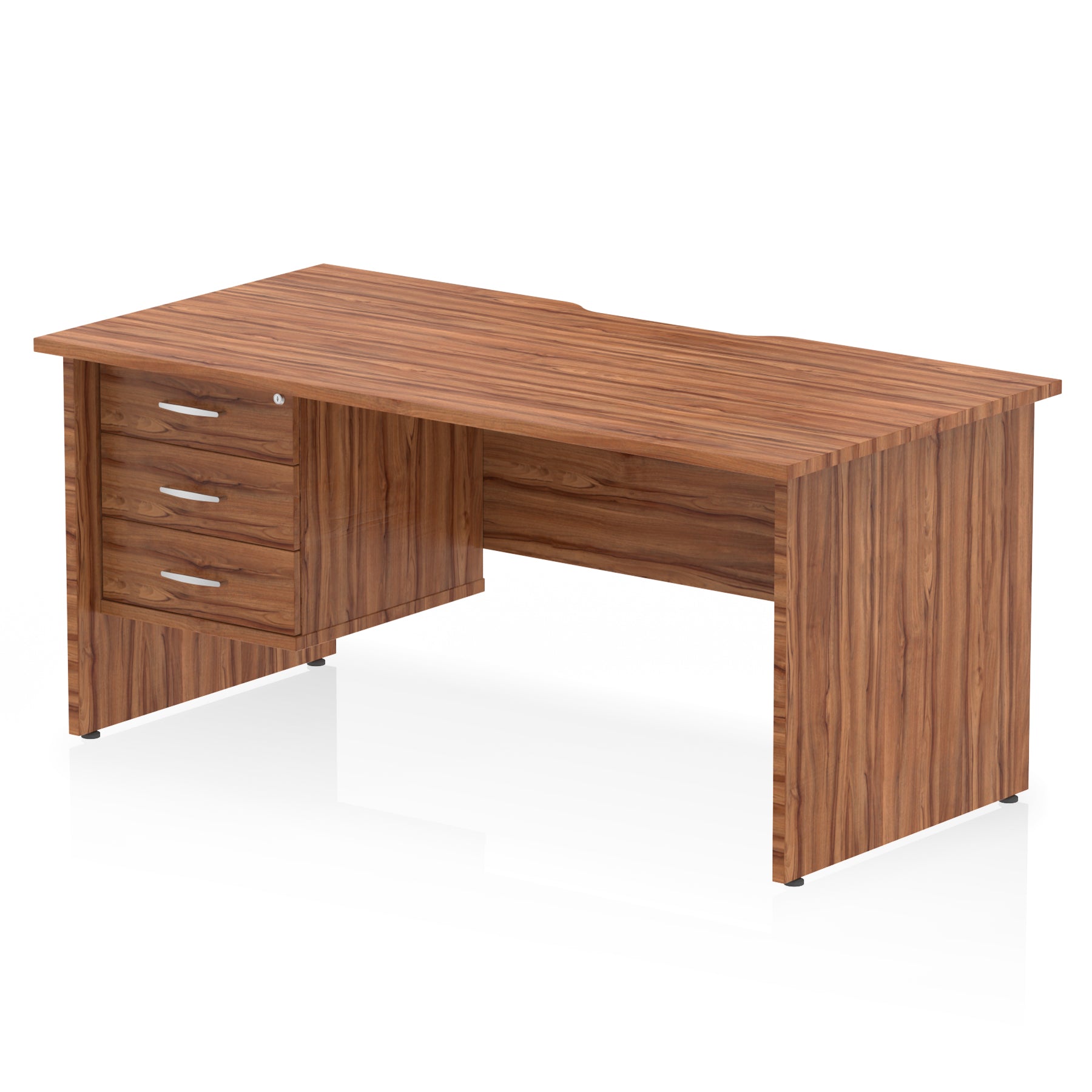 Impulse 1600mm Straight Office Desk with Scalloped Edge, Single Fixed Pedestal (2 or 3 Drawer), Multiple Colours, Durable MFC, 10 Year Warranty