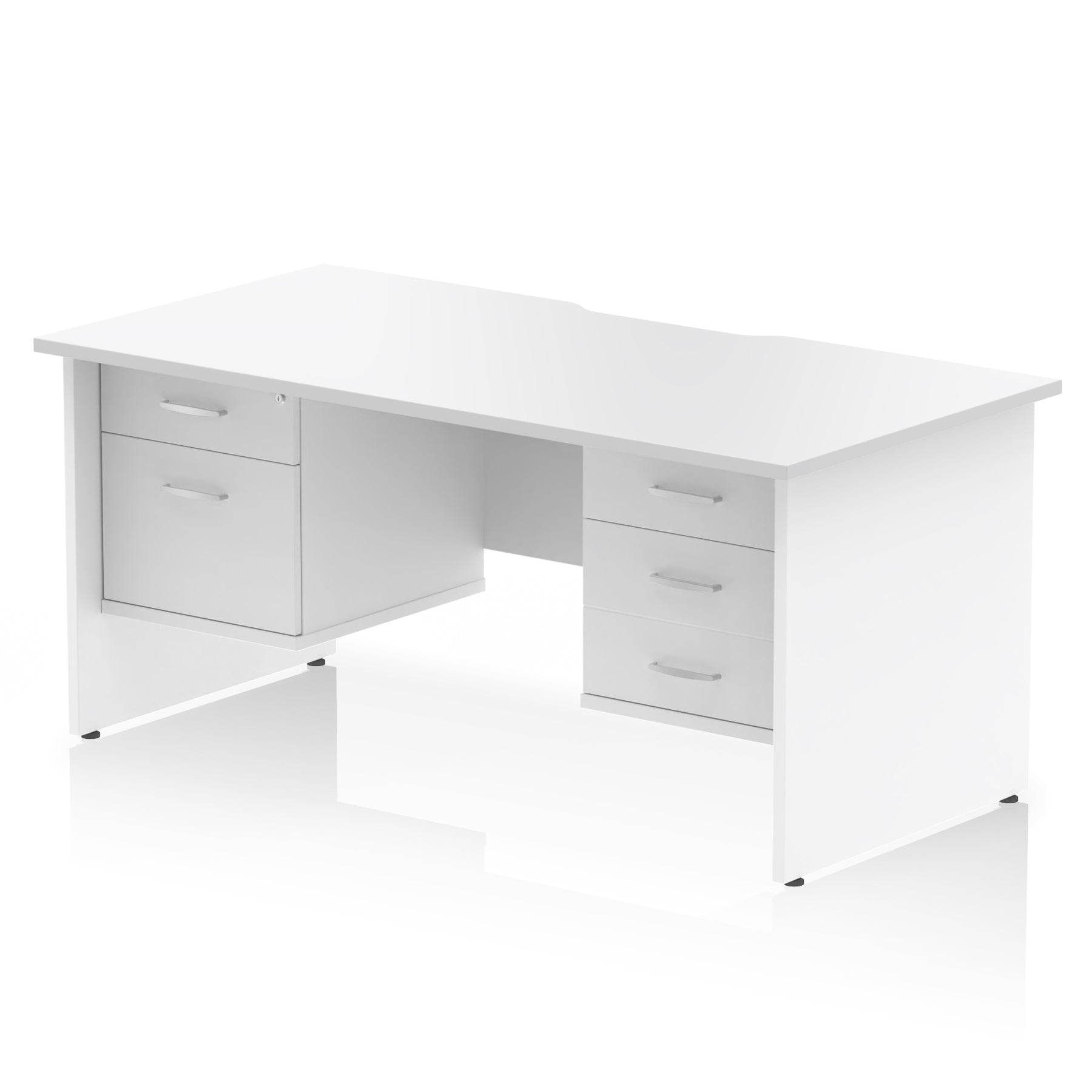 Impulse Scalloped Edge 1600mm Panel End Office Desk with Two Fixed Pedestals, Multiple Wood & White Finishes, 2 or 3 Drawer Options, MFC, 10 Year Warranty, Self-Assembly