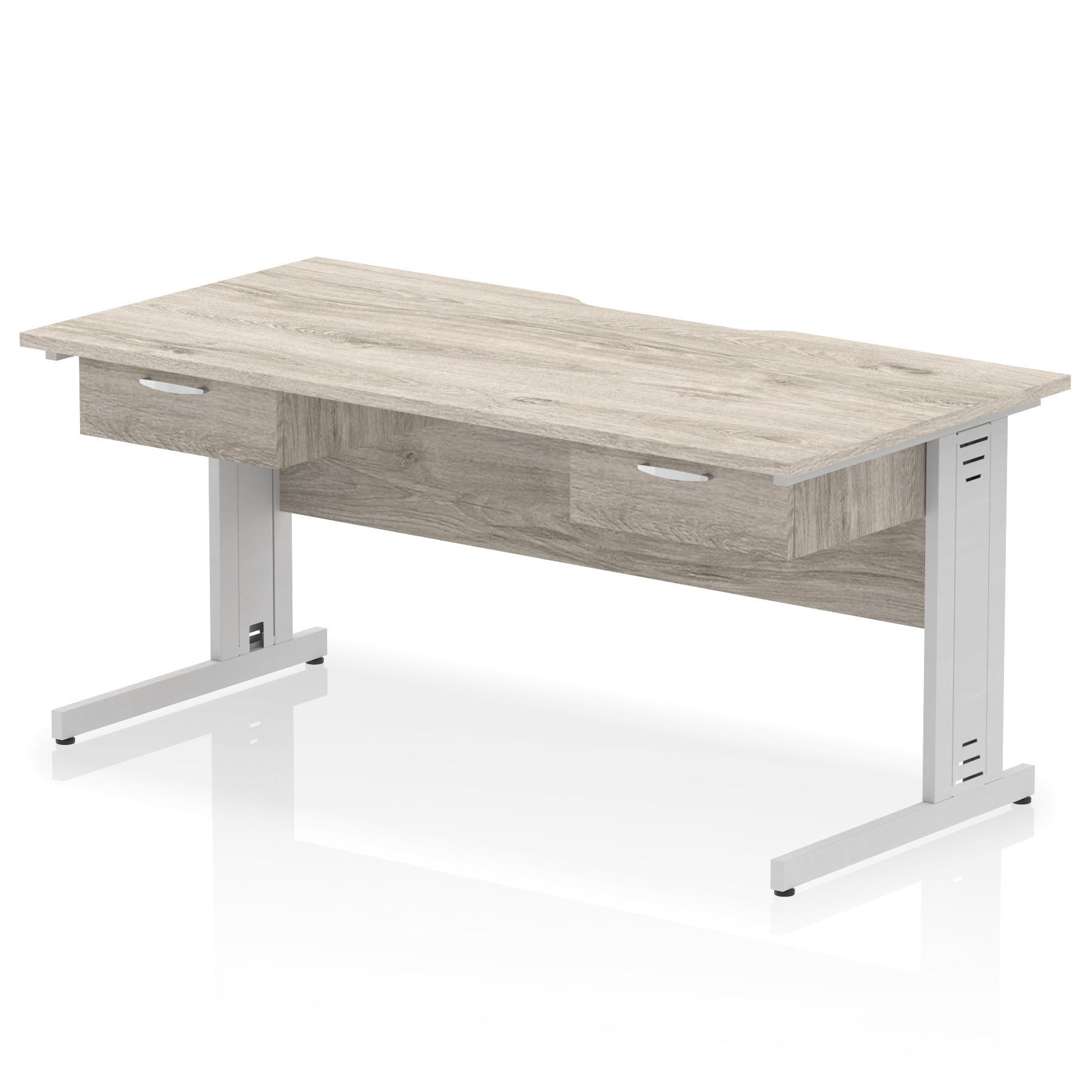 Impulse Scalloped Edge Cable Managed Desk 1600mm – 2 One-Drawer Pedestals – Multiple Colours & Frame Options – MFC – Self Assembly – 10 Year Warranty