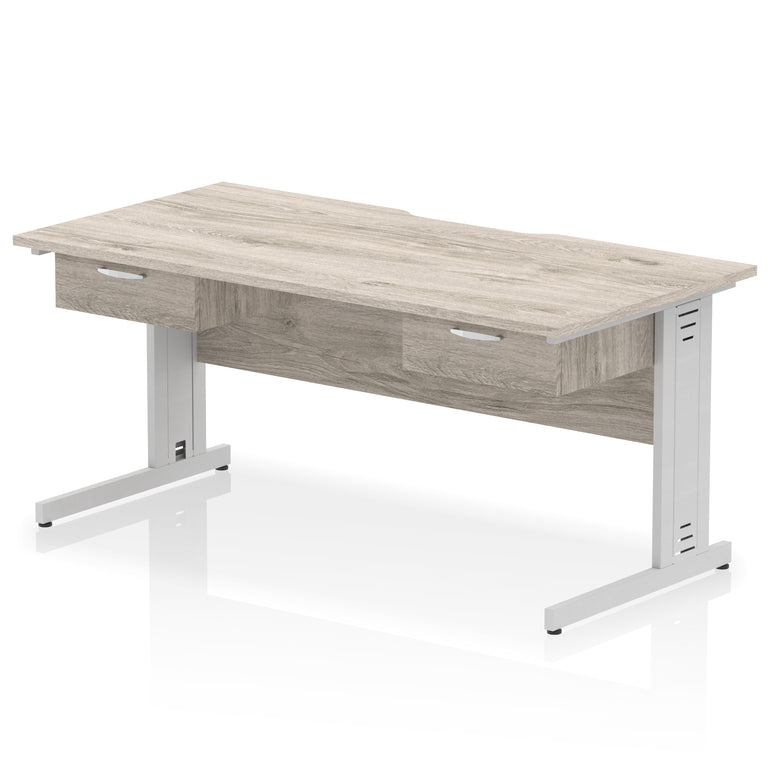 Impulse Scalloped Edge Cable Managed Desk 1600mm – 2 One-Drawer Pedestals – Multiple Colours & Frame Options – MFC – Self Assembly – 10 Year Warranty