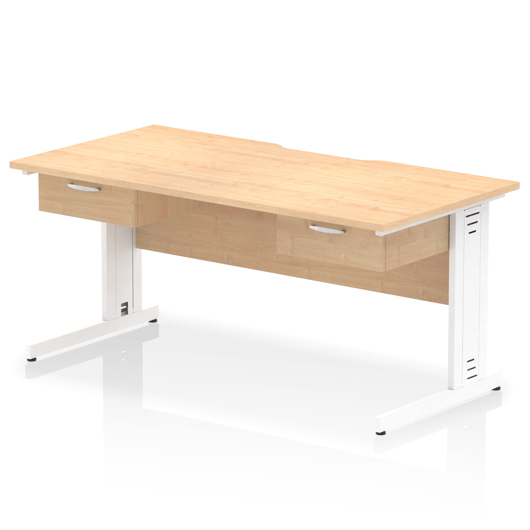 Impulse Scalloped Edge Cable Managed Desk 1600mm – 2 One-Drawer Pedestals – Multiple Colours & Frame Options – MFC – Self Assembly – 10 Year Warranty