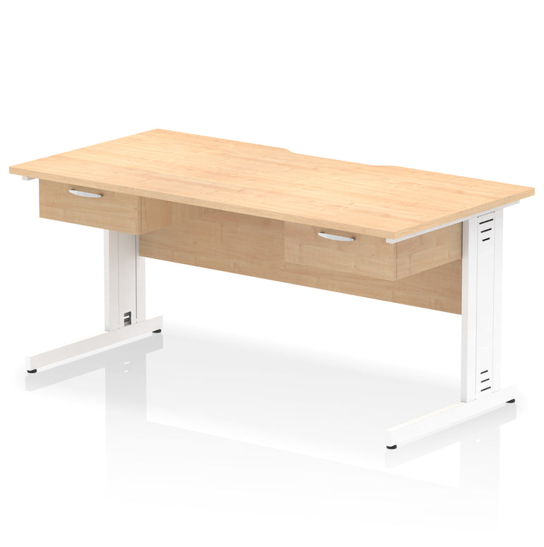 Impulse Scalloped Edge Cable Managed Desk 1600mm – 2 One-Drawer Pedestals – Multiple Colours & Frame Options – MFC – Self Assembly – 10 Year Warranty