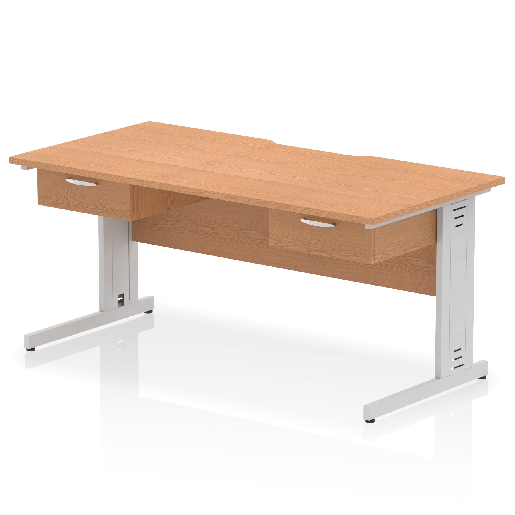 Impulse Scalloped Edge Cable Managed Desk 1600mm – 2 One-Drawer Pedestals – Multiple Colours & Frame Options – MFC – Self Assembly – 10 Year Warranty