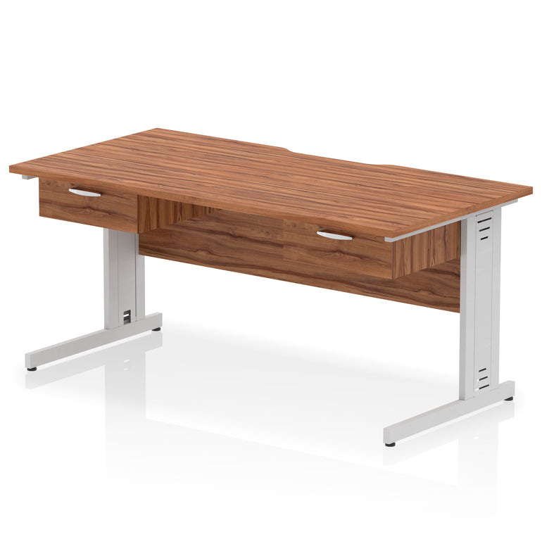 Impulse Scalloped Edge Cable Managed Desk 1600mm – 2 One-Drawer Pedestals – Multiple Colours & Frame Options – MFC – Self Assembly – 10 Year Warranty