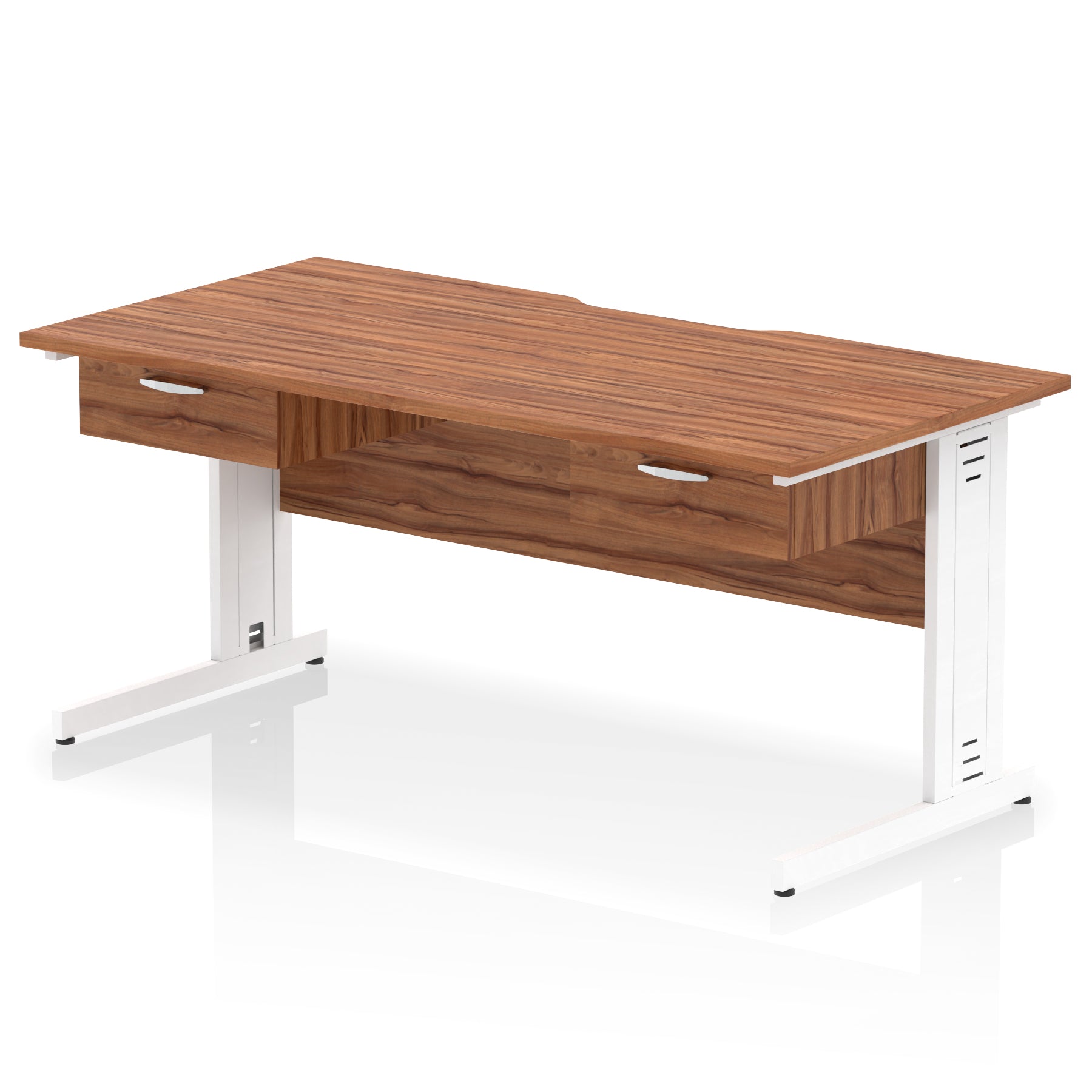 Impulse Scalloped Edge Cable Managed Desk 1600mm – 2 One-Drawer Pedestals – Multiple Colours & Frame Options – MFC – Self Assembly – 10 Year Warranty