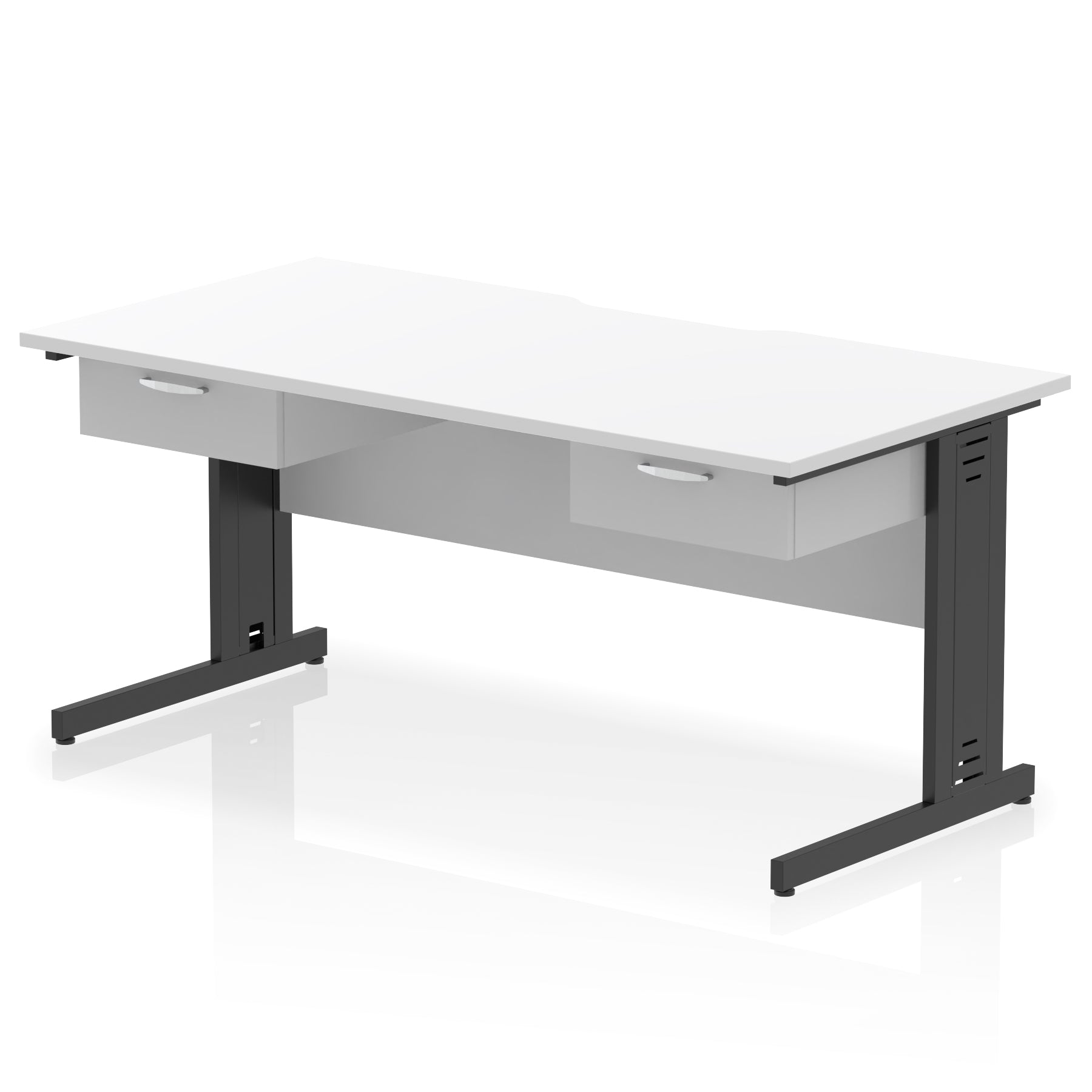 Impulse Scalloped Edge Cable Managed Desk 1600mm – 2 One-Drawer Pedestals – Multiple Colours & Frame Options – MFC – Self Assembly – 10 Year Warranty