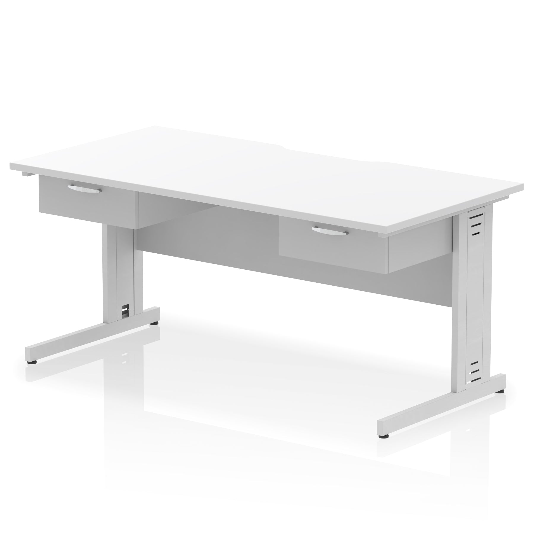 Impulse Scalloped Edge Cable Managed Desk 1600mm – 2 One-Drawer Pedestals – Multiple Colours & Frame Options – MFC – Self Assembly – 10 Year Warranty